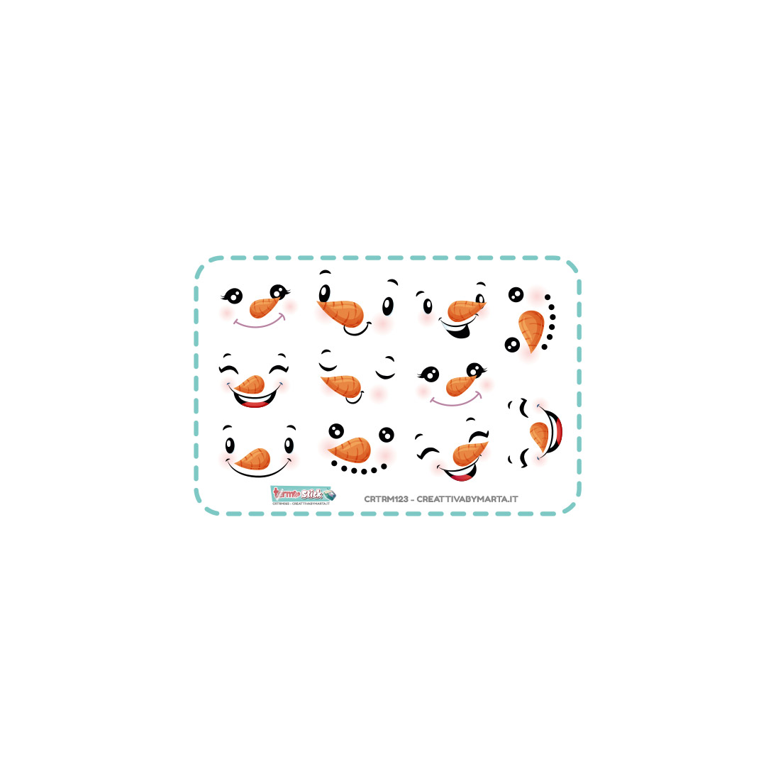 Facce di pupazzi di neve sorridenti con carote