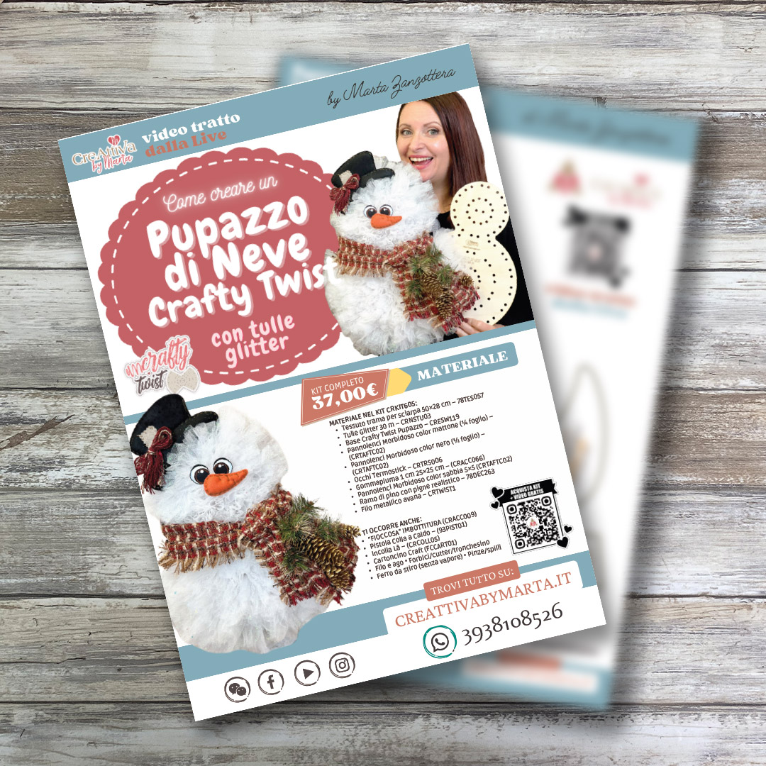 Locandina tutorial pupazzo di neve Crafty Twist