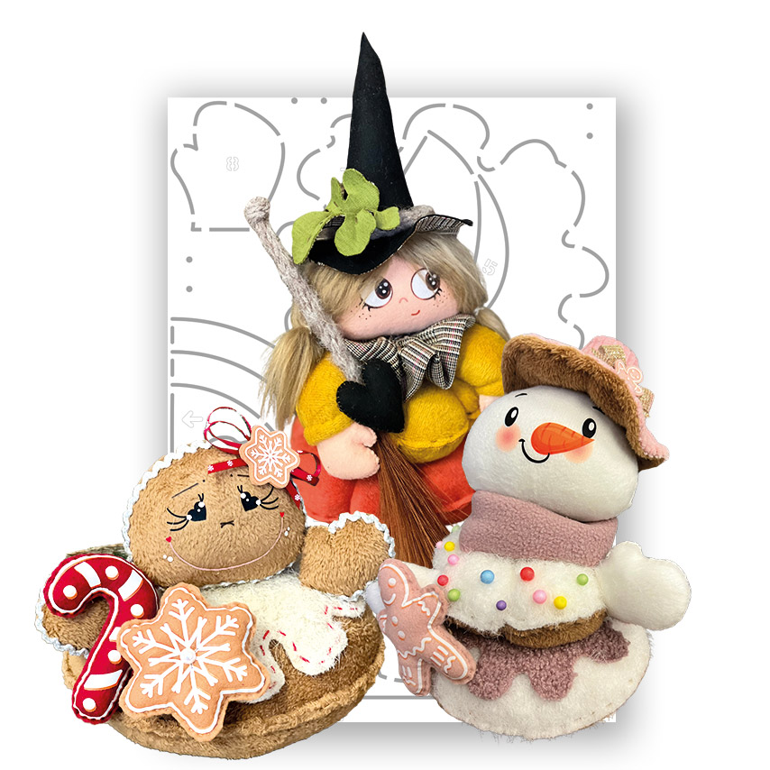 Befana pupazzo con dolci natalizi e pupazzo di neve