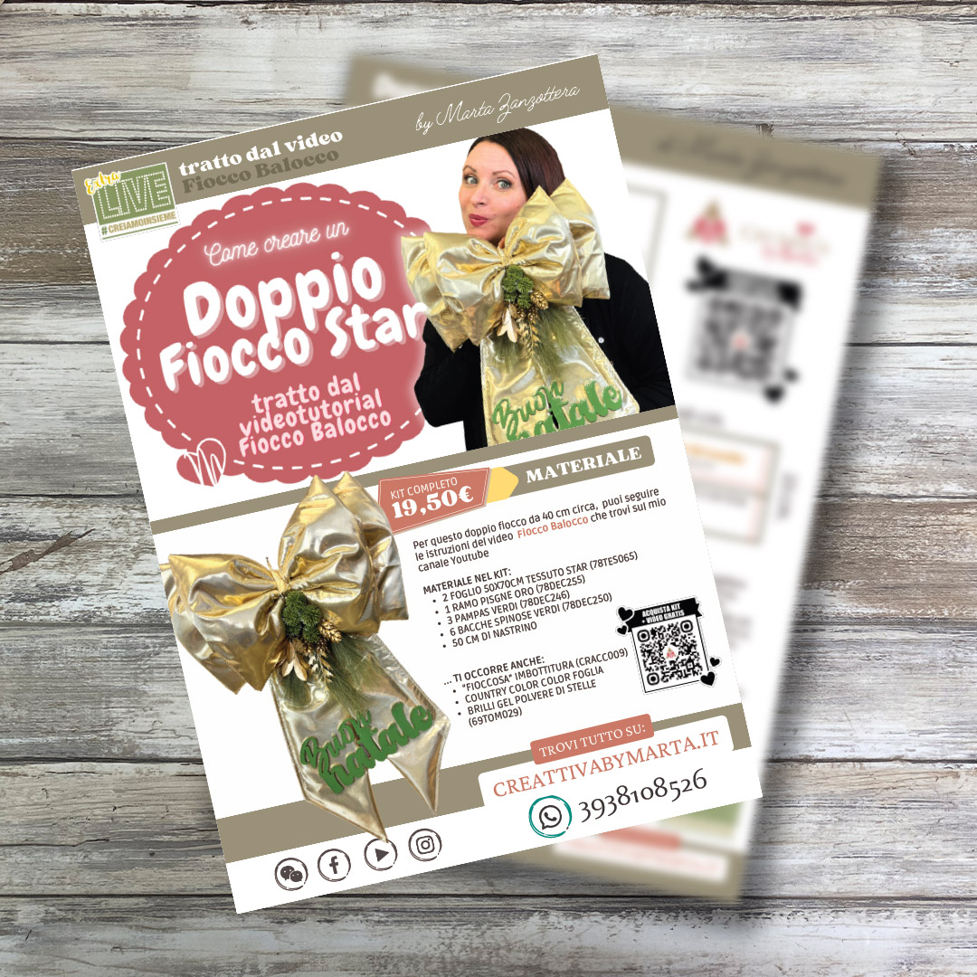 Volantino tutorial doppio fiocco natalizio dorato