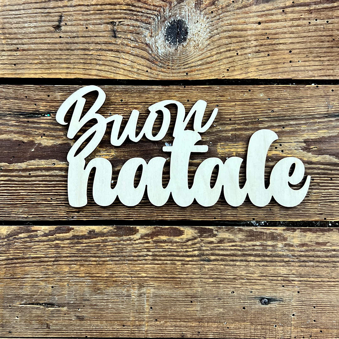 Decorazione in legno con scritta Buon Natale