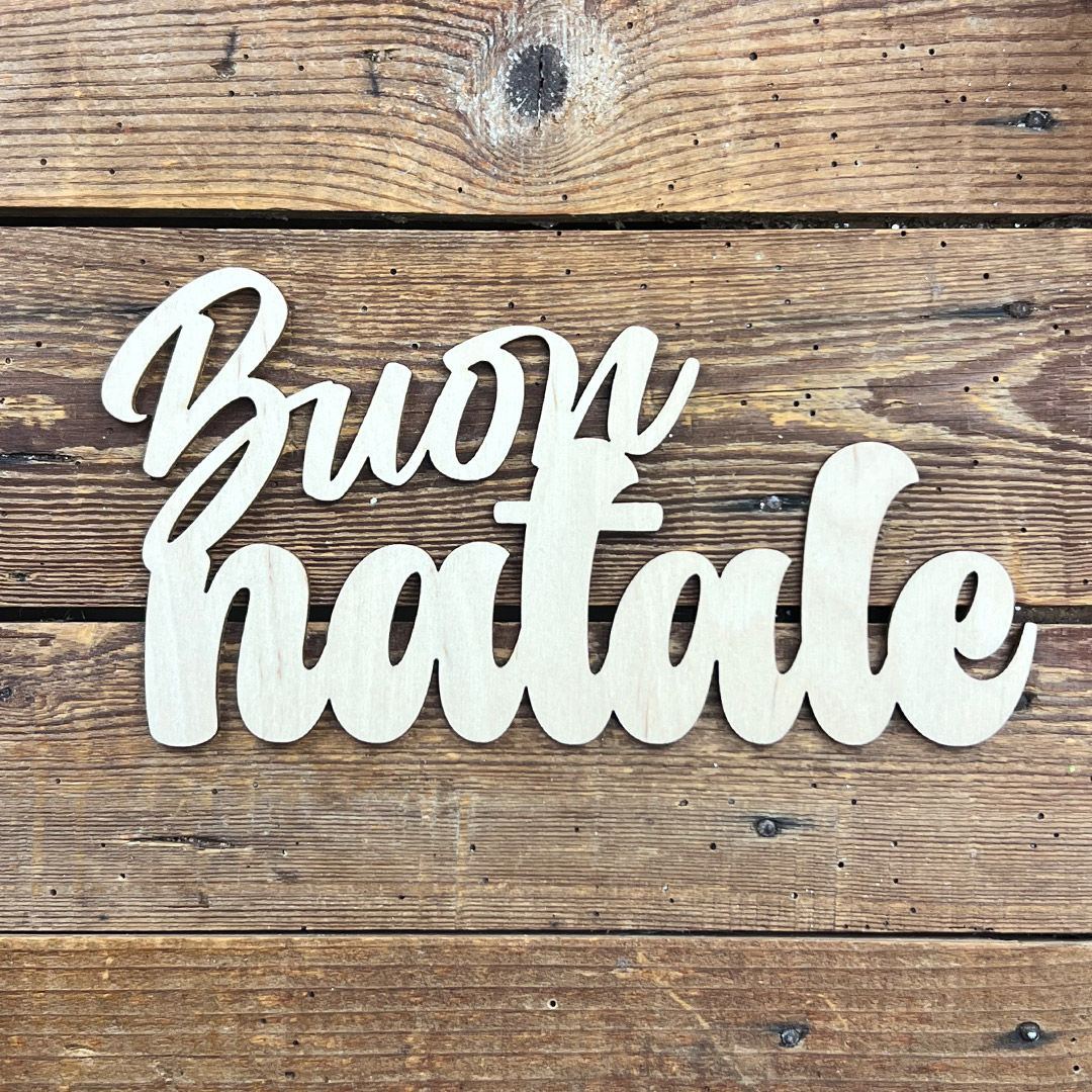 Decorazione in legno con scritta Buon Natale
