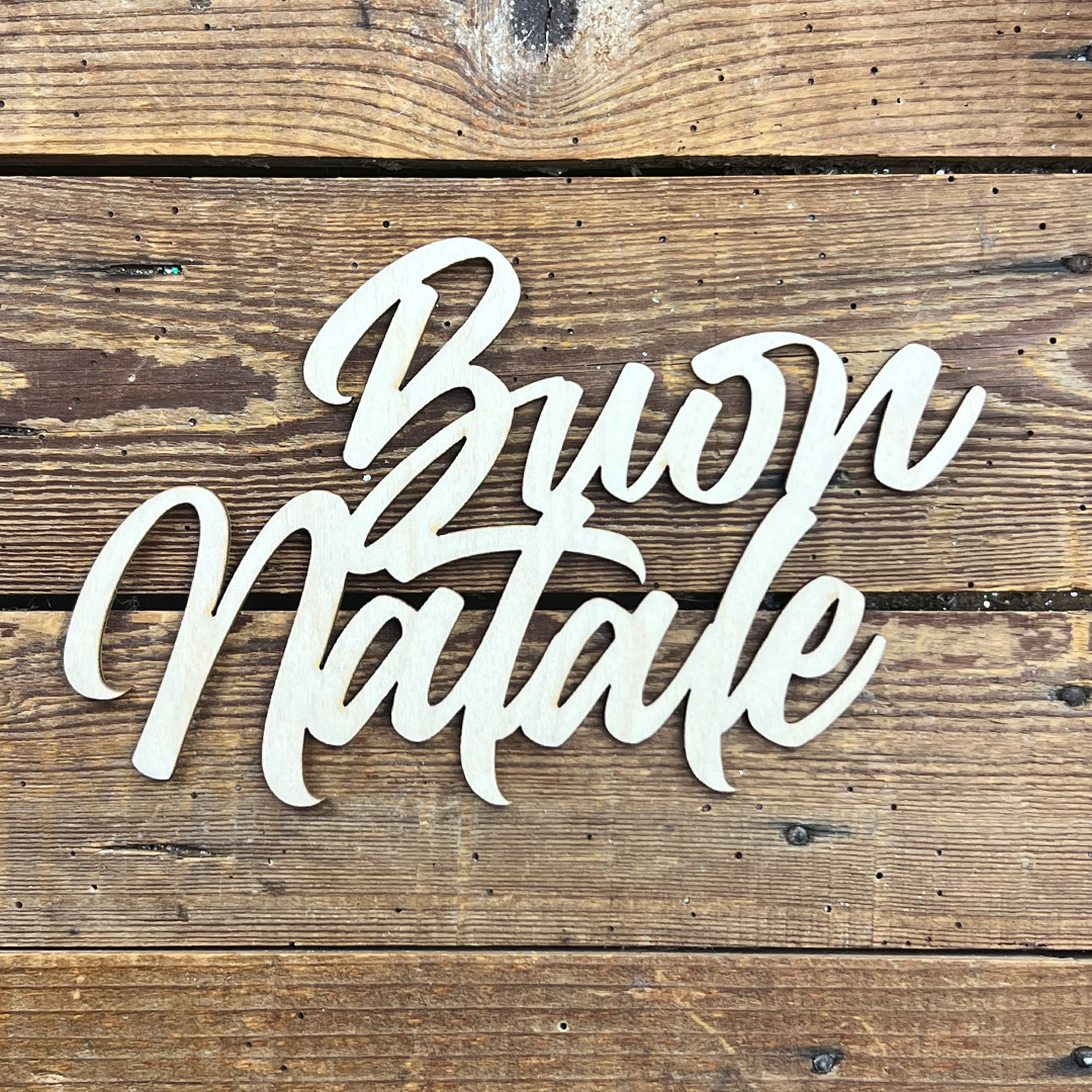 Decorazione in legno con scritta Buon Natale