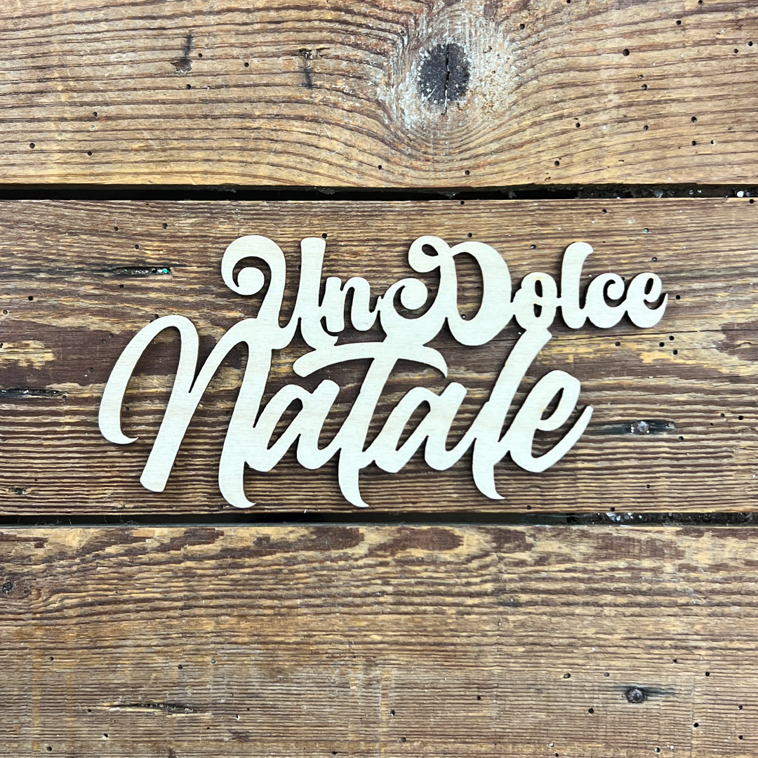 Decorazione natalizia in legno con scritta festiva