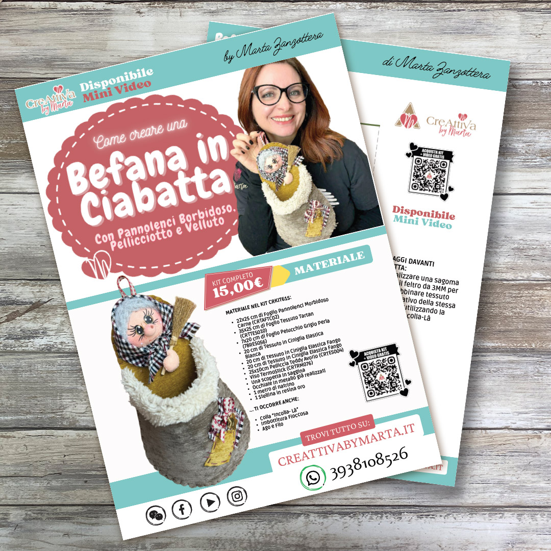 Kit creativo Befana in ciabatta con tutorial video