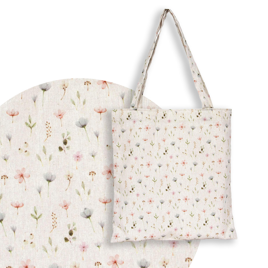 Borsa in tessuto con stampa floreale delicata