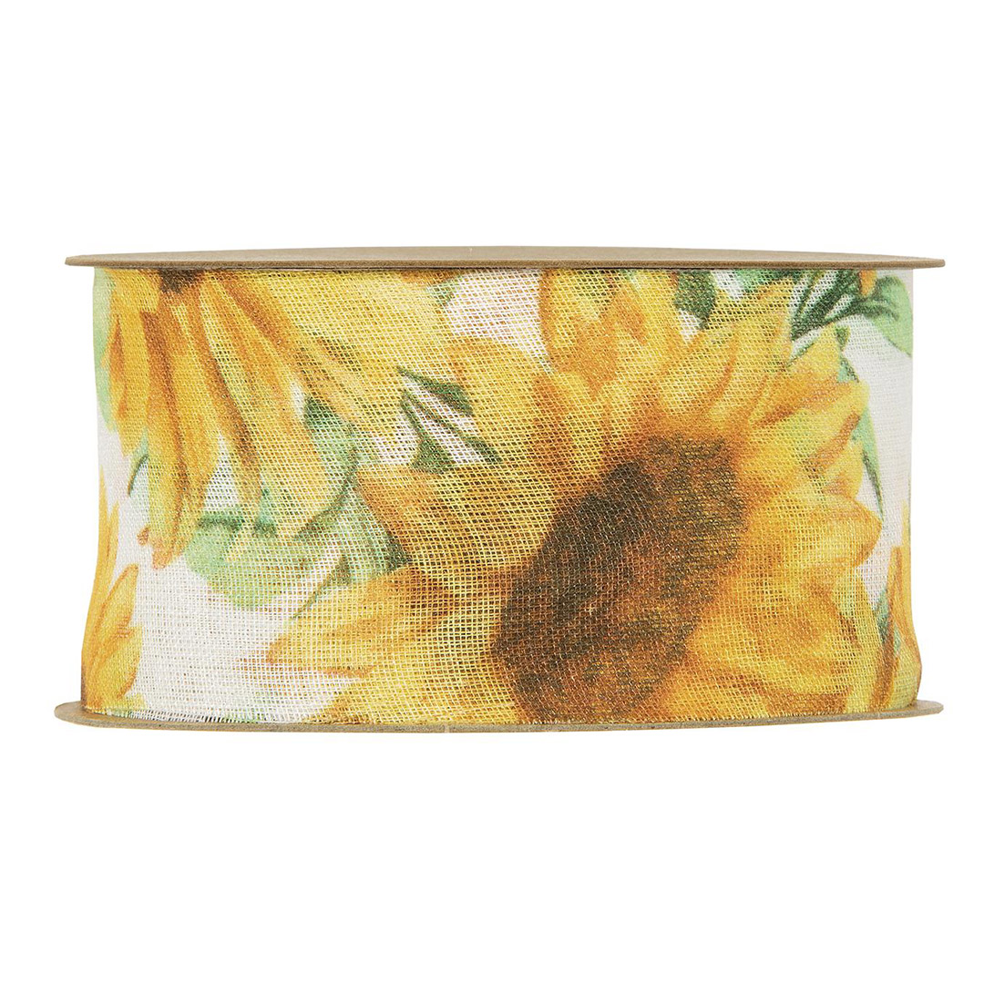 Nastro decorativo con stampa di girasoli gialli