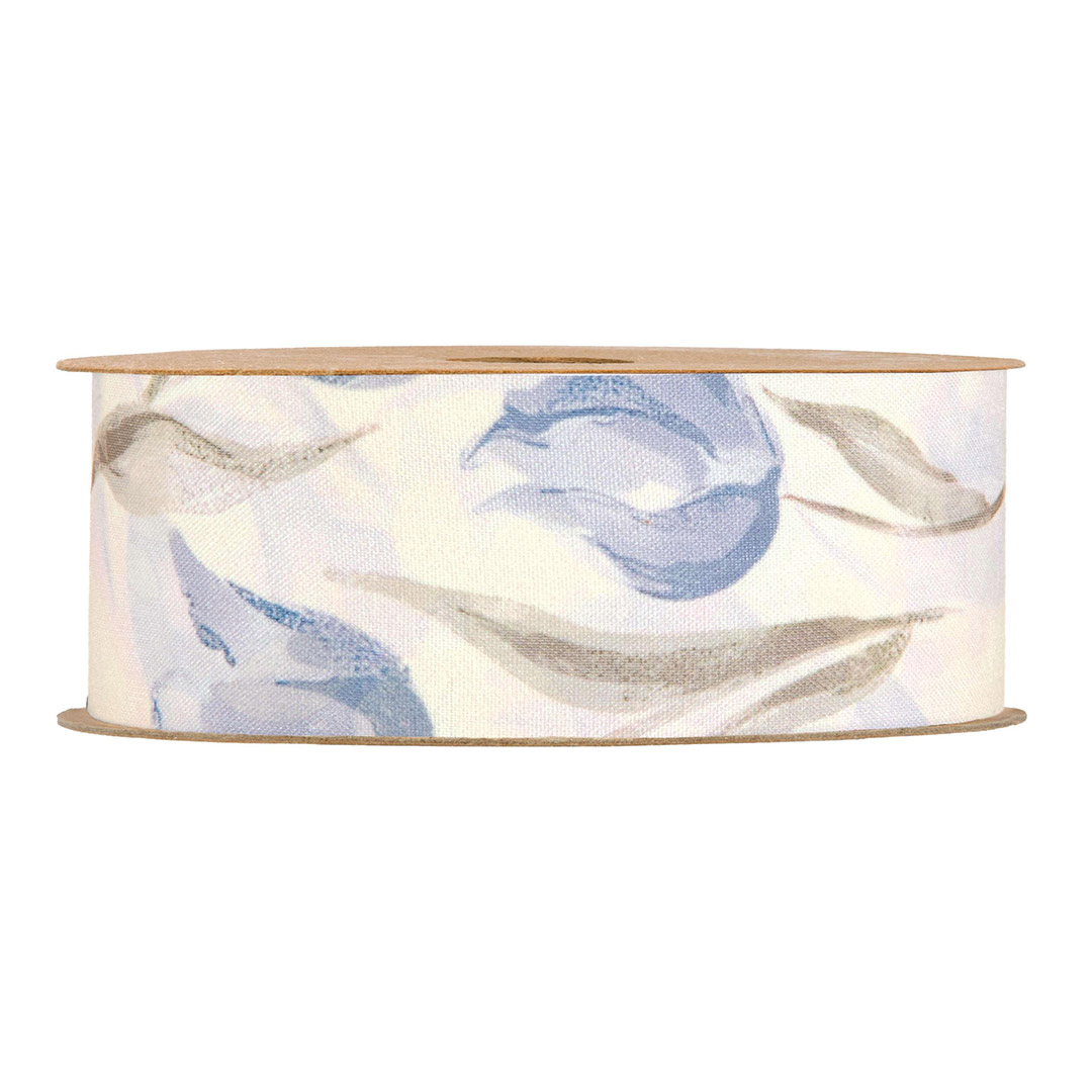 Nastro decorativo con foglie blu e beige