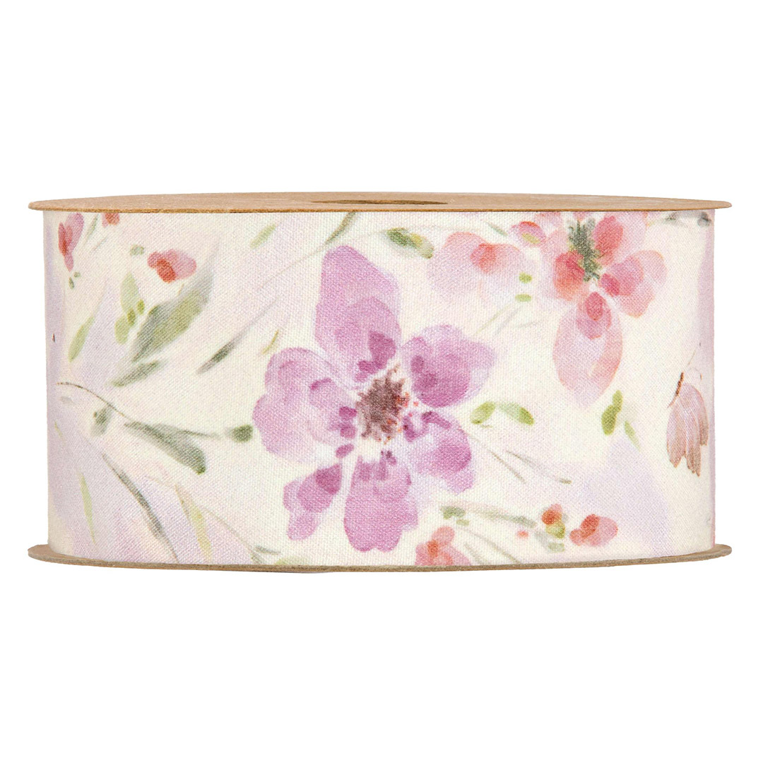 Nastro decorativo floreale rosa e verde