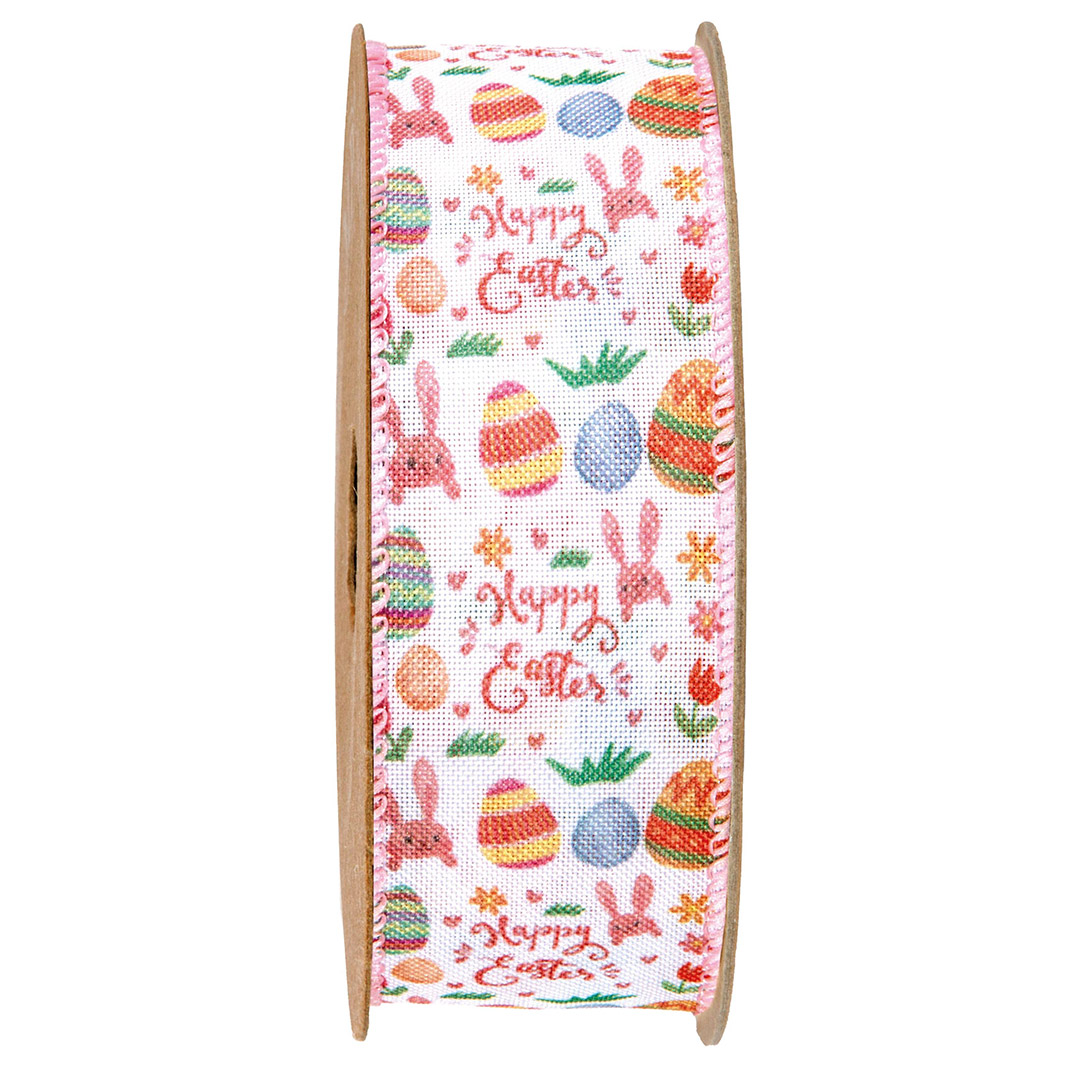 Nastro pasquale con uova colorate e coniglietti