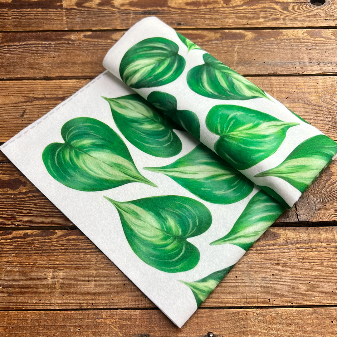 PANNOLENCI MORBIDOSO DECO FOGLIE POTHOS 50×45CM – CRPMS165