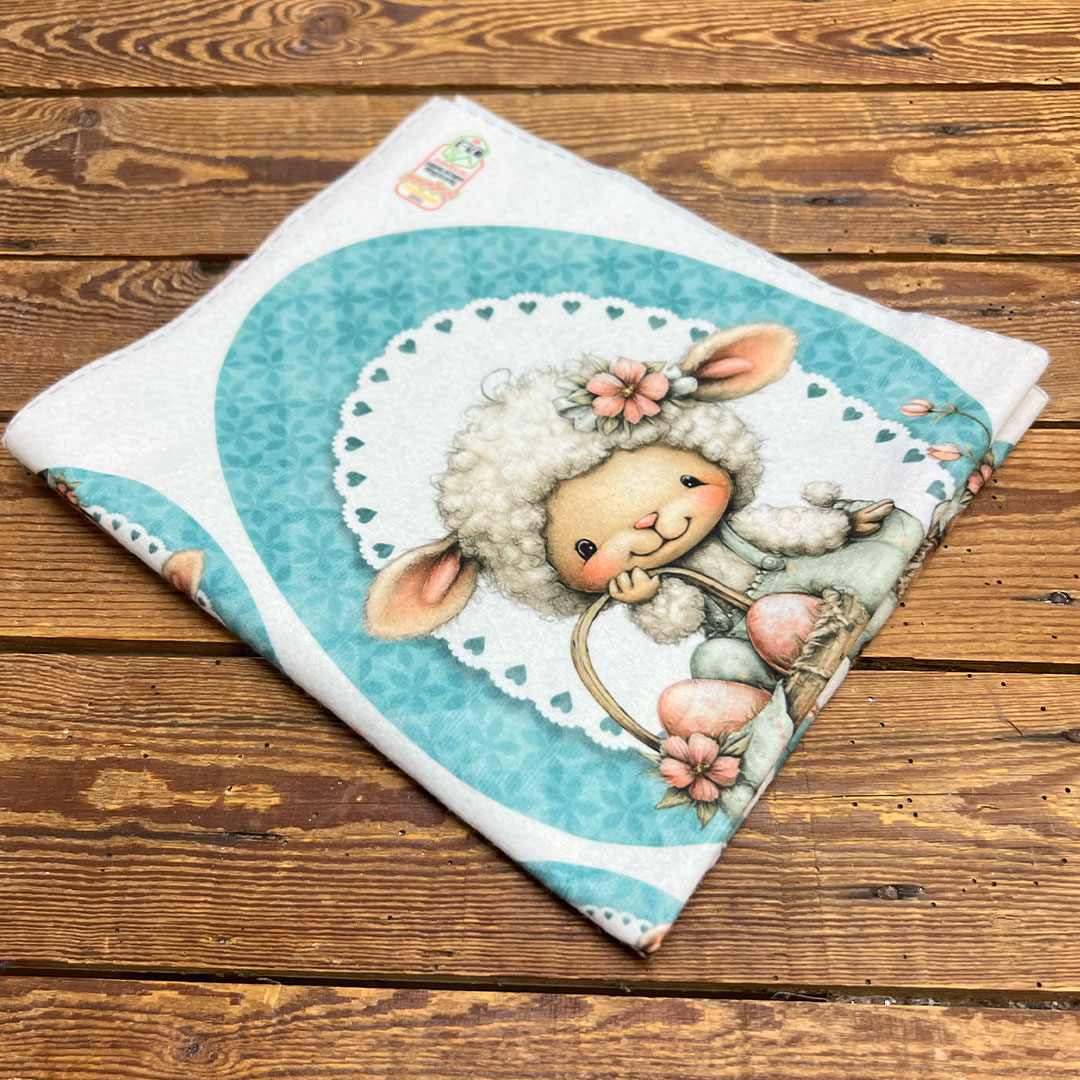 PANNOLENCI MORBIDOSO DECO PECORELLA NELL'OVETTO 50×45CM – CRPMS195