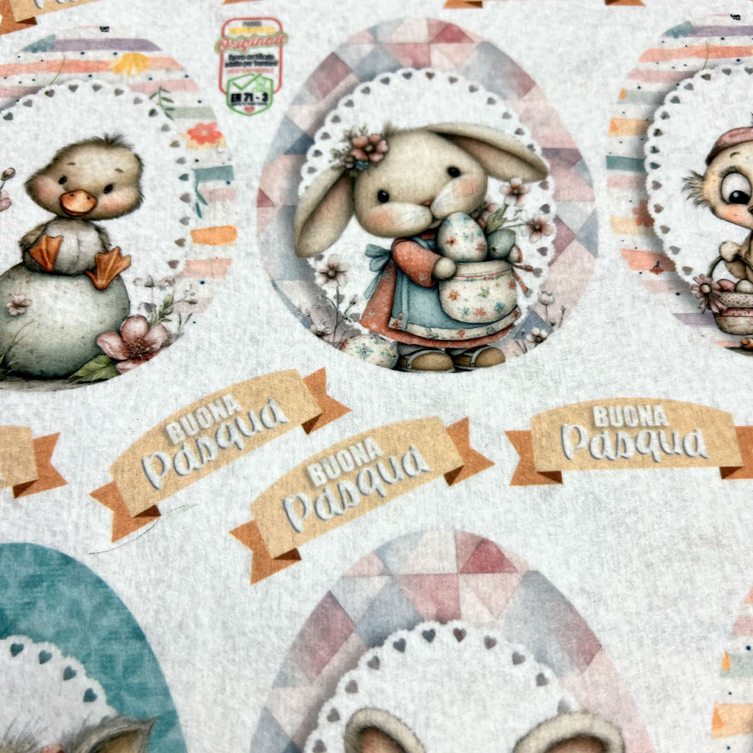 PANNOLENCI MORBIDOSO DECO 12 ANIMALETTI NELL'OVETTO 50×45CM – CRPMS198 - immagine 3