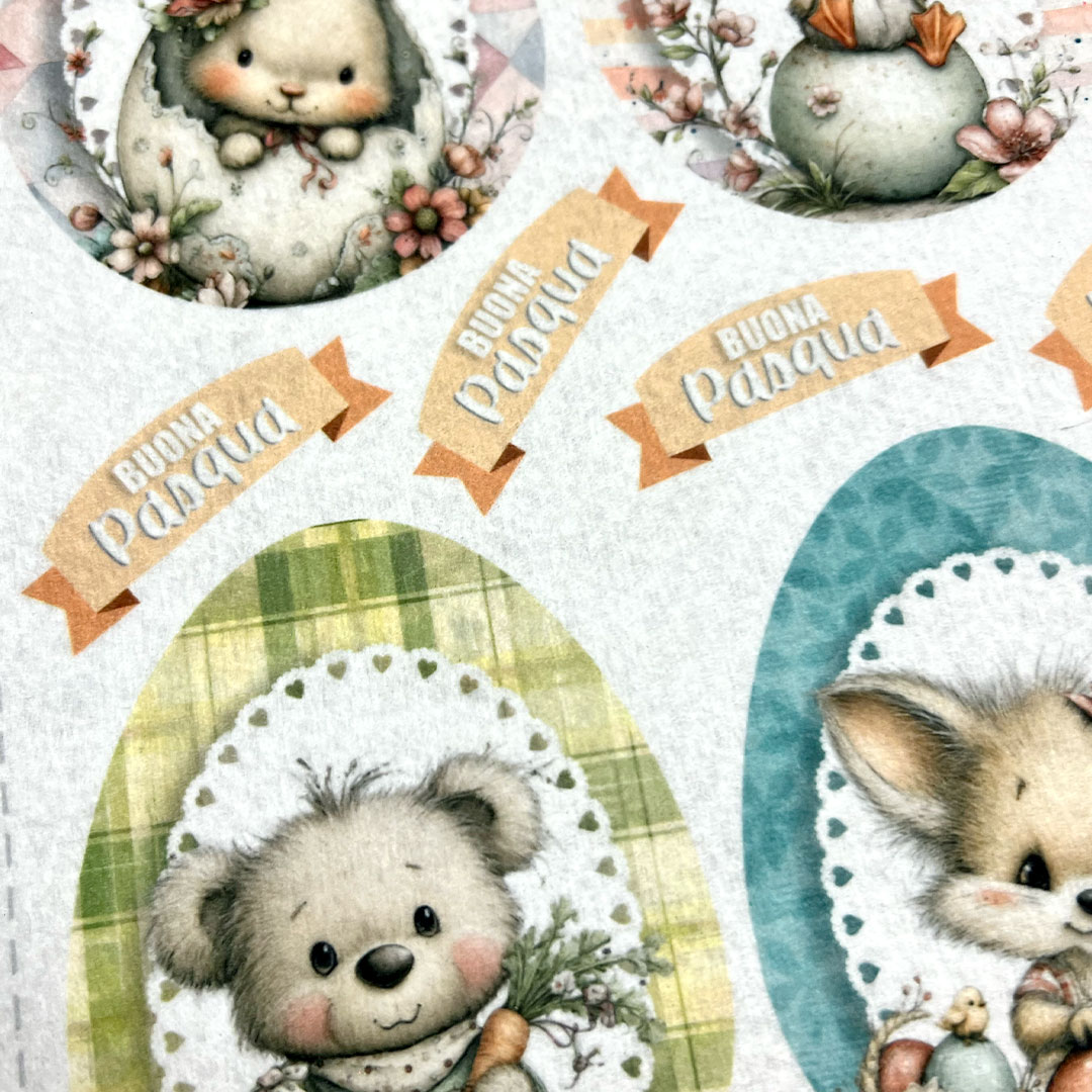 PANNOLENCI MORBIDOSO DECO 12 ANIMALETTI NELL'OVETTO 50×45CM – CRPMS198 - immagine 4