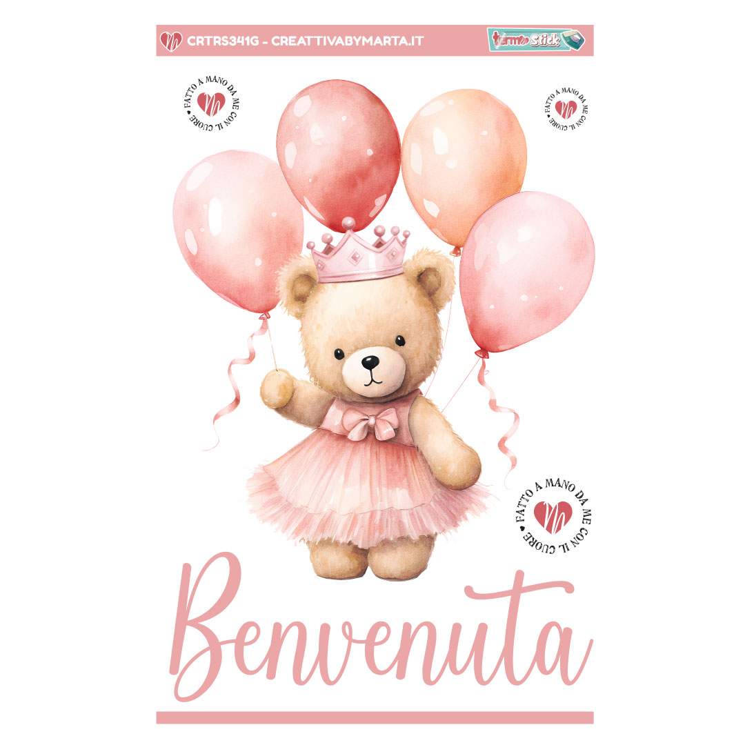 TERMOSTICK ORSETTA PRINCIPESSA CON PALLONCINI ROSA โ CRTRS341