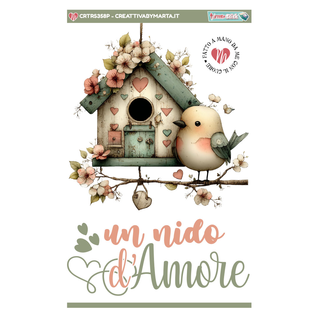 TERMOSTICK CASETTA VINTAGE CON PASSEROTTO SUL RAMO – CRTRS358