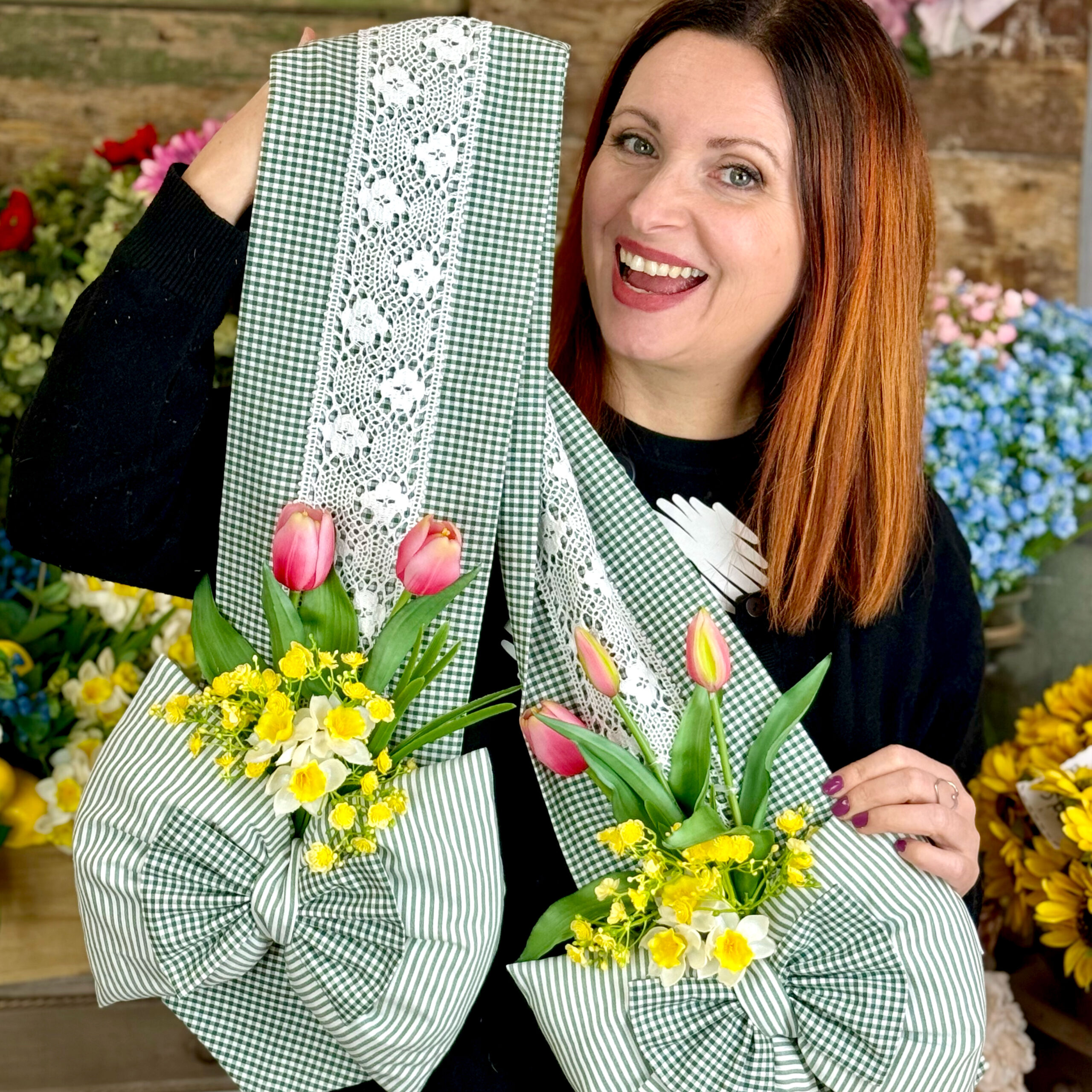 kit fiocco qua e la texil country con tulipani natural topuch crkit625