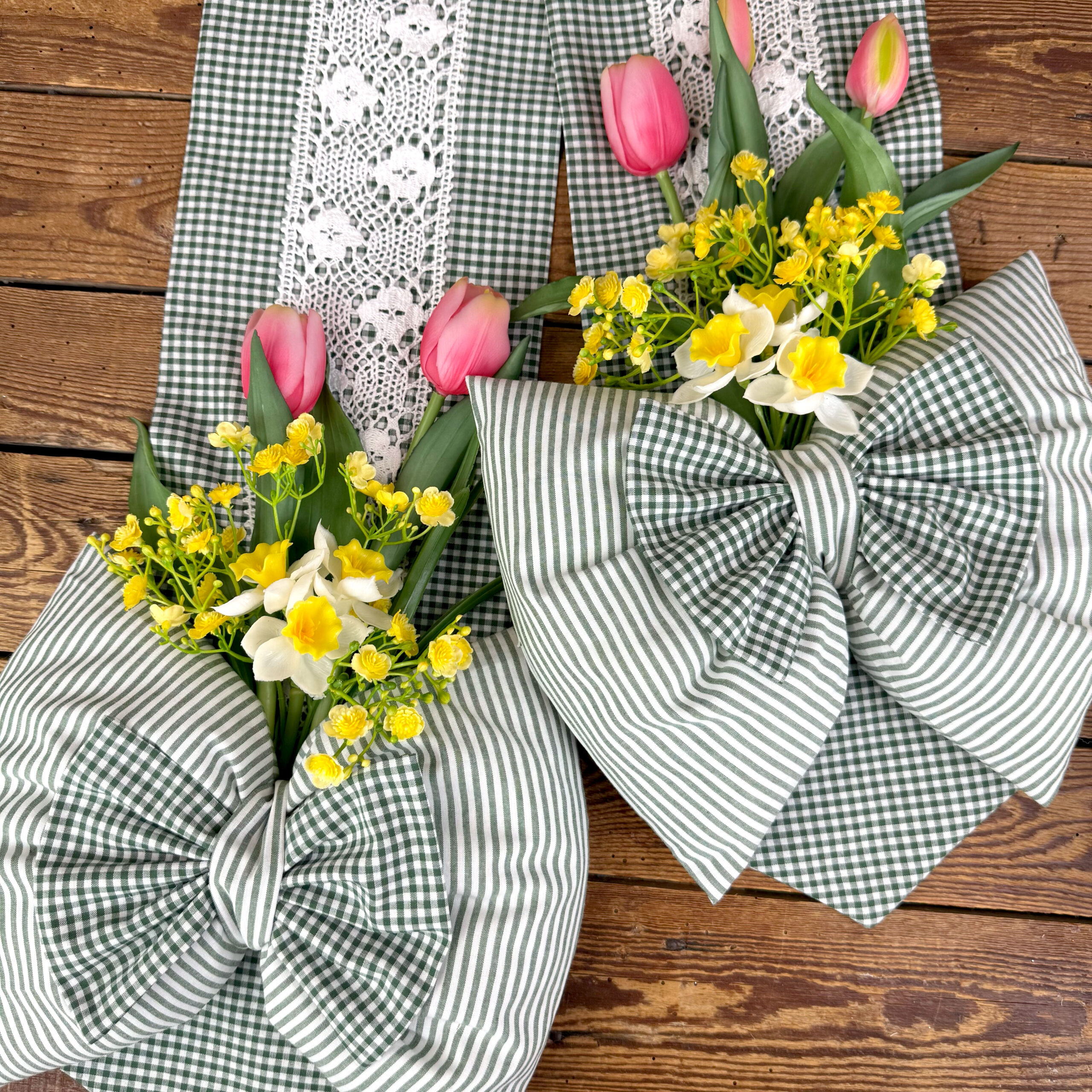 kit fiocco qua e la texil country con tulipani natural topuch crkit625