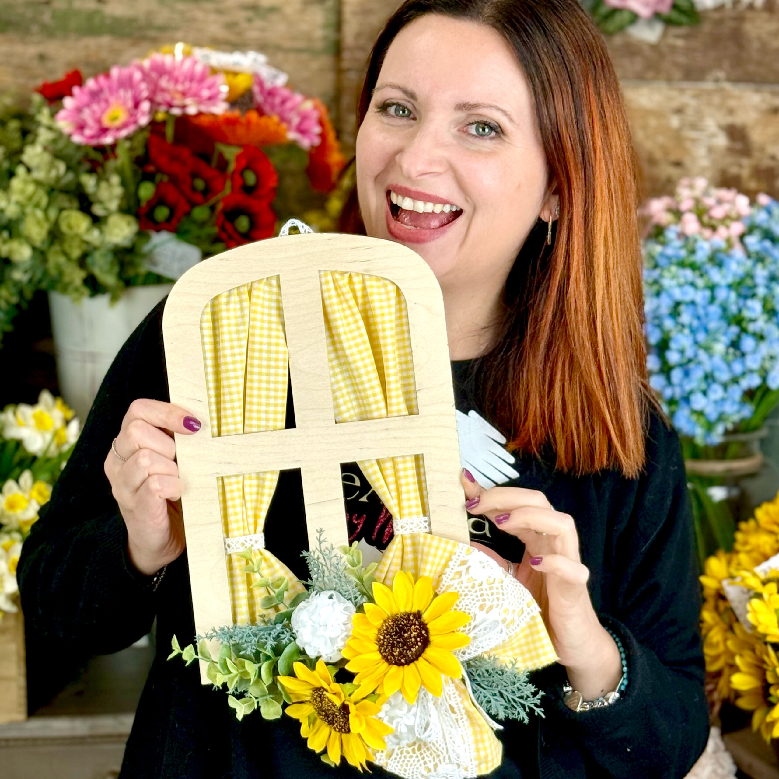 kit finestra in legno xl con girasoli crkit626