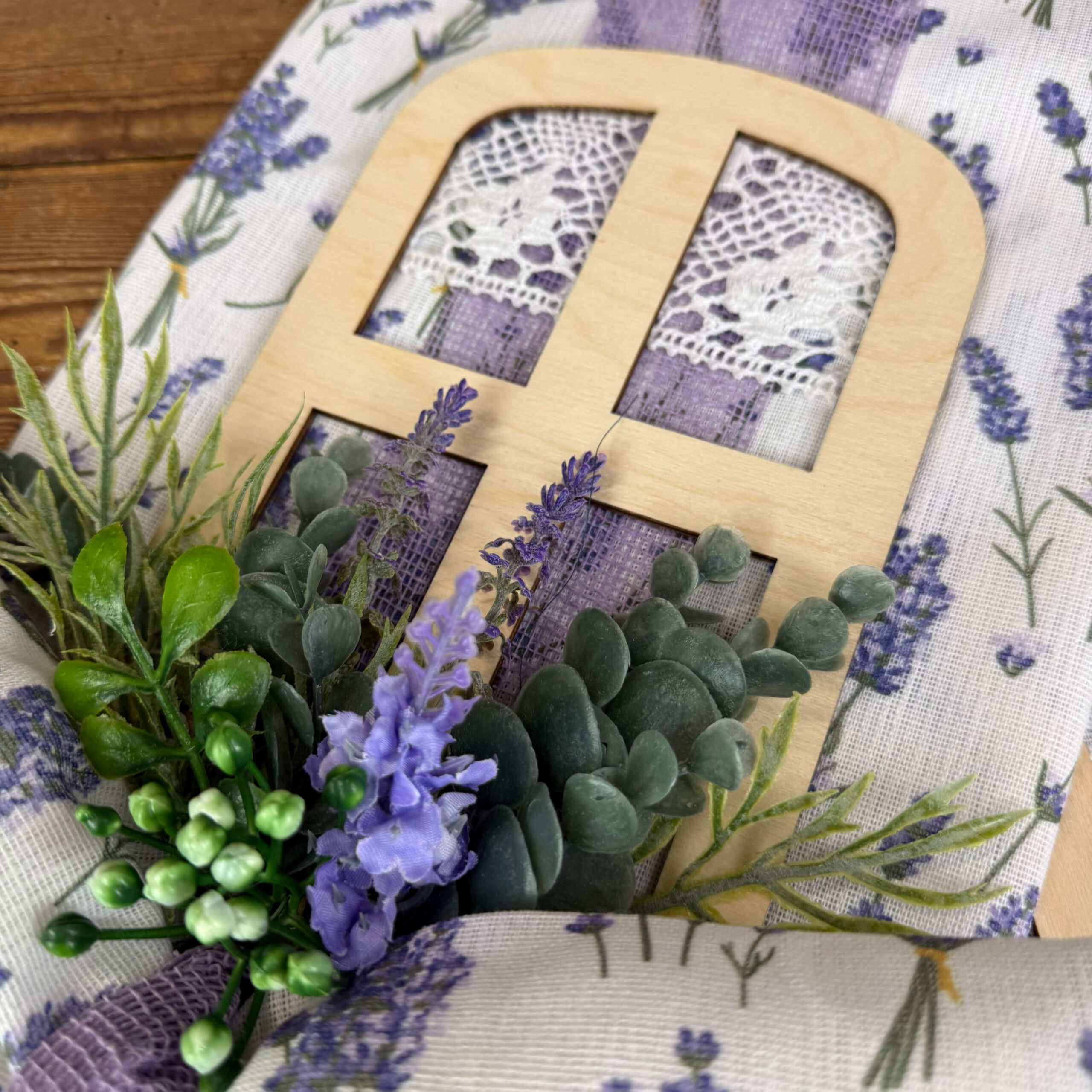 kit fiocco qua e lÀ texil e juta con finestra legno m e lavanda – crkit627