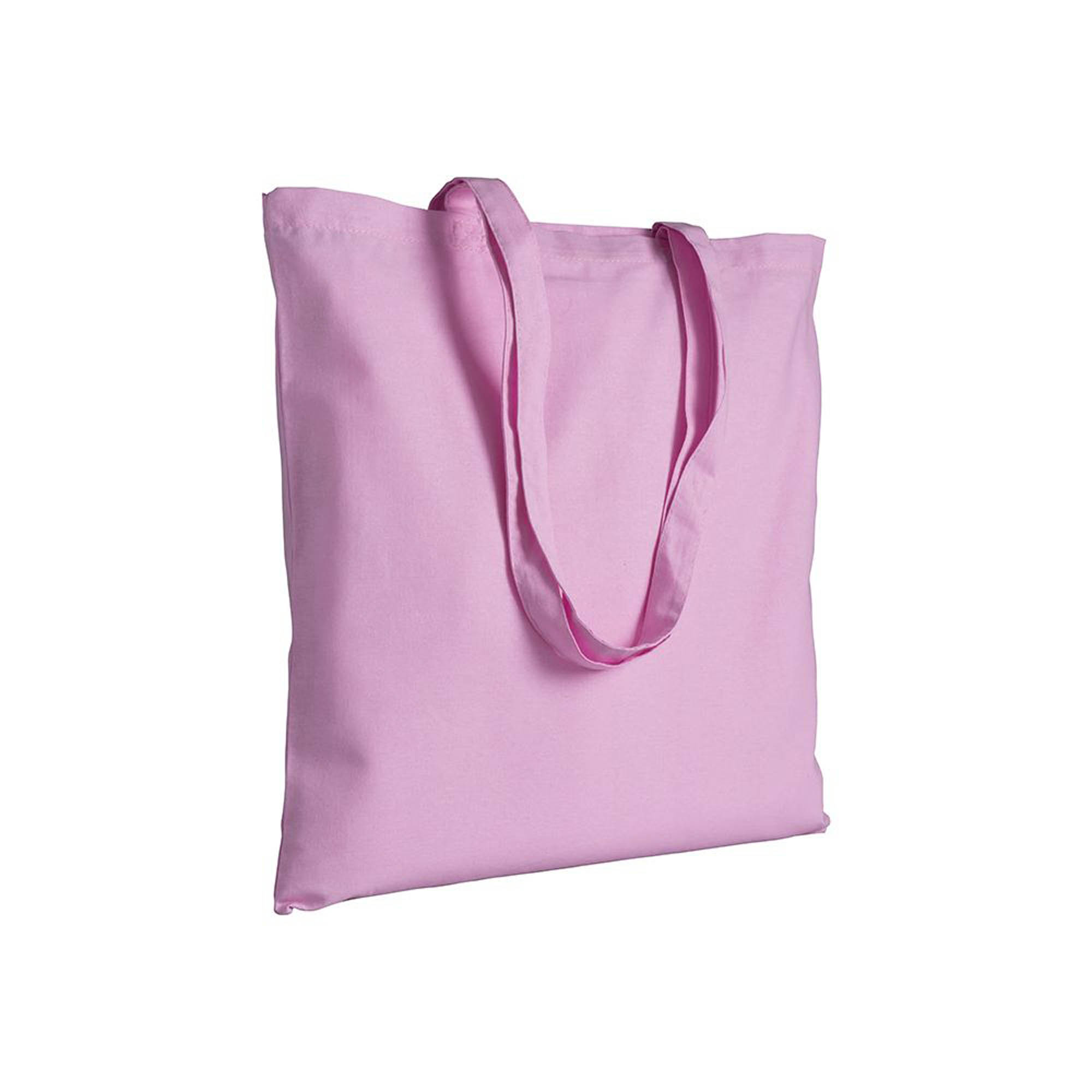 Borsa tote rosa in tessuto su sfondo bianco