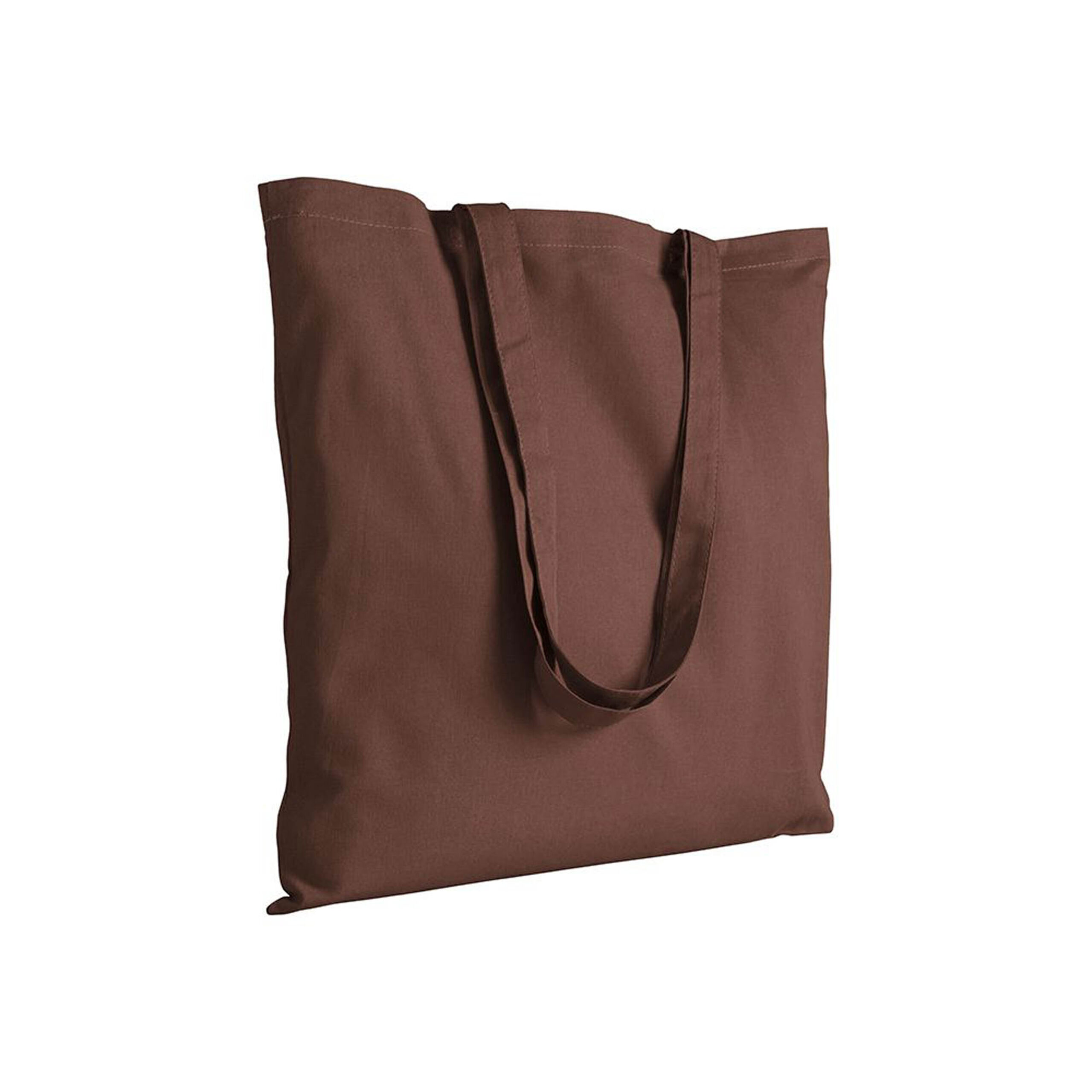 Borsa tote marrone minimal con manici lunghi