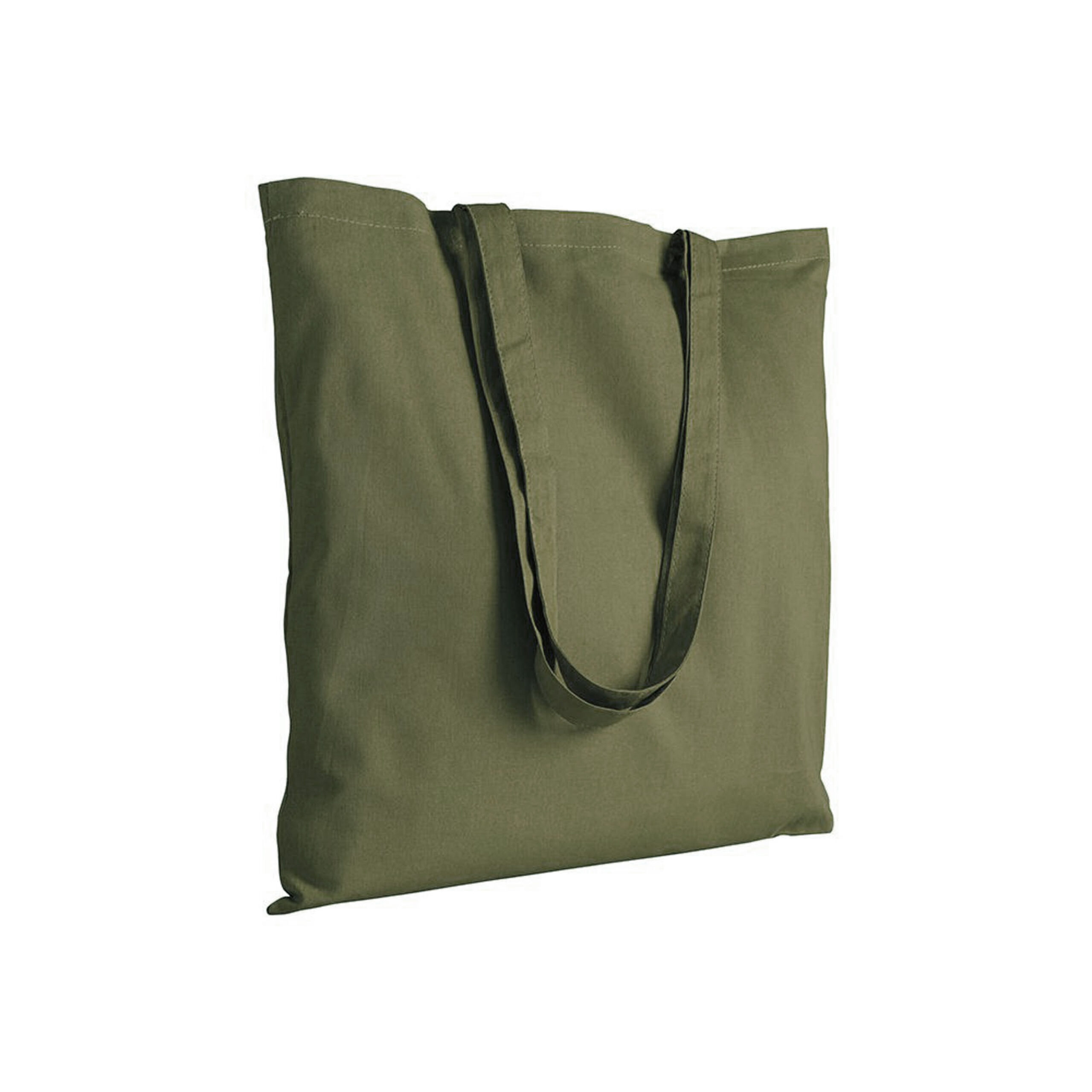 Borsa tote verde in tessuto con manici lunghi
