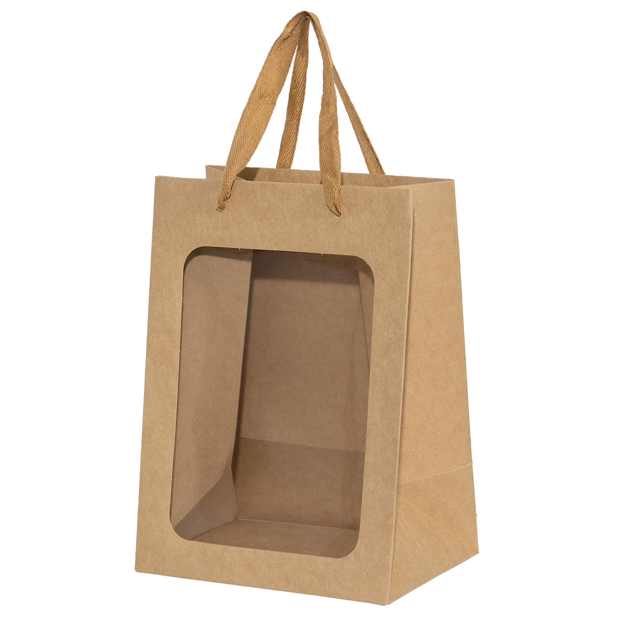Borsa in carta kraft con finestra trasparente
