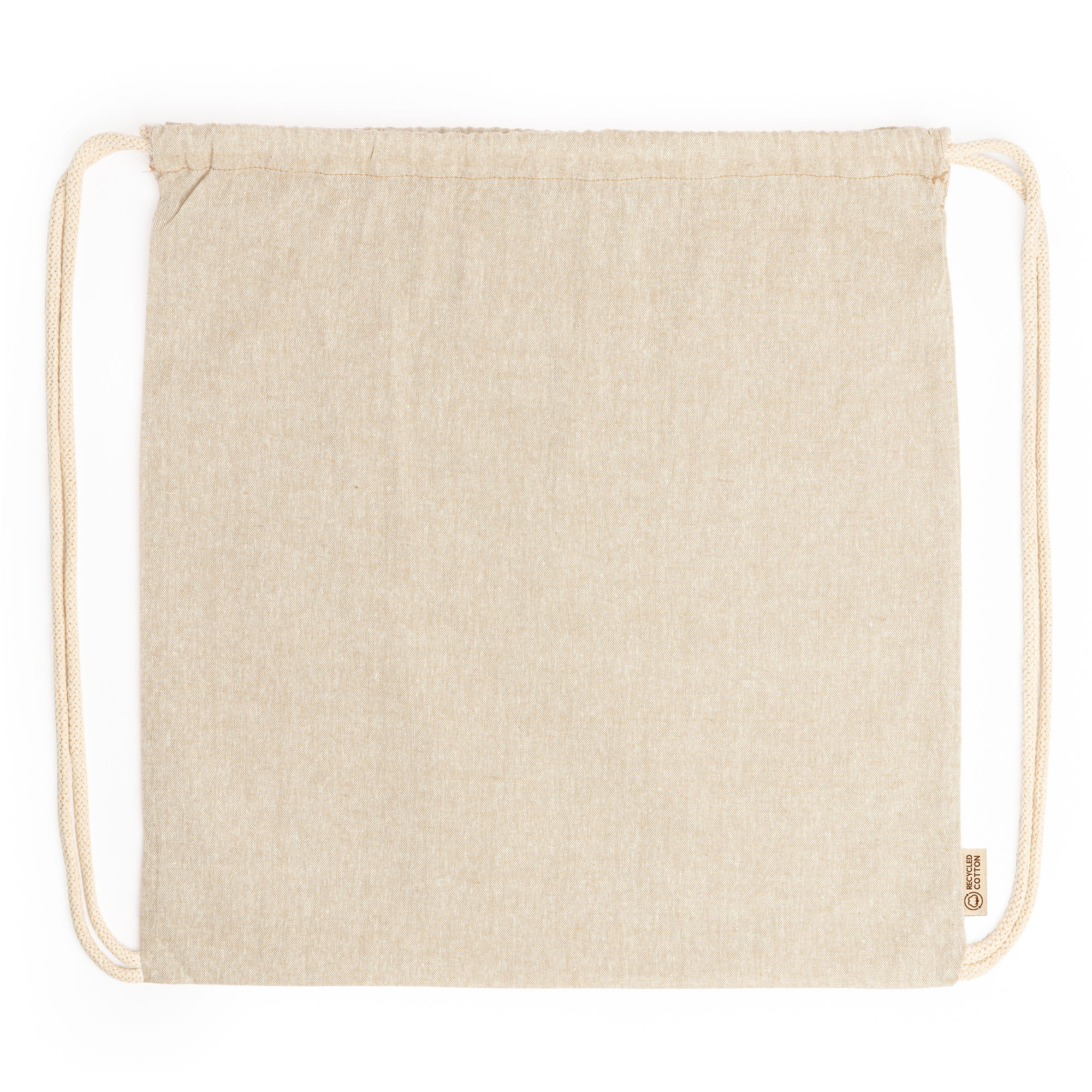 Sacca zaino in cotone beige con coulisse