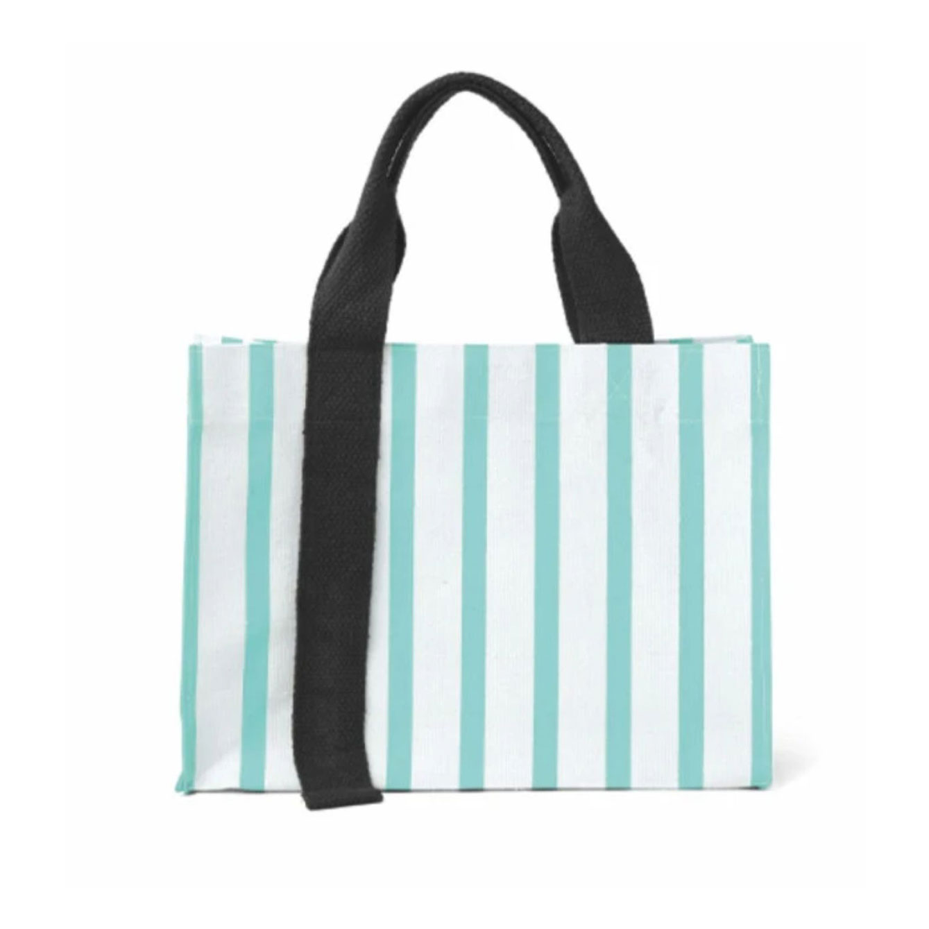 Borsa tote a righe turchesi con manici neri