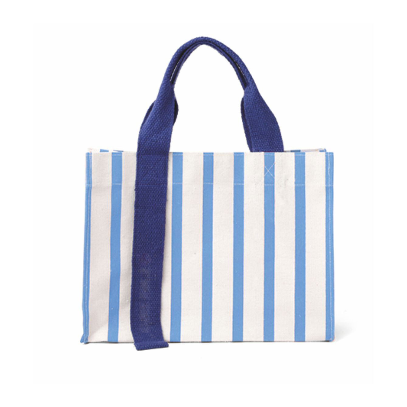 Borsa tote a righe blu e bianche