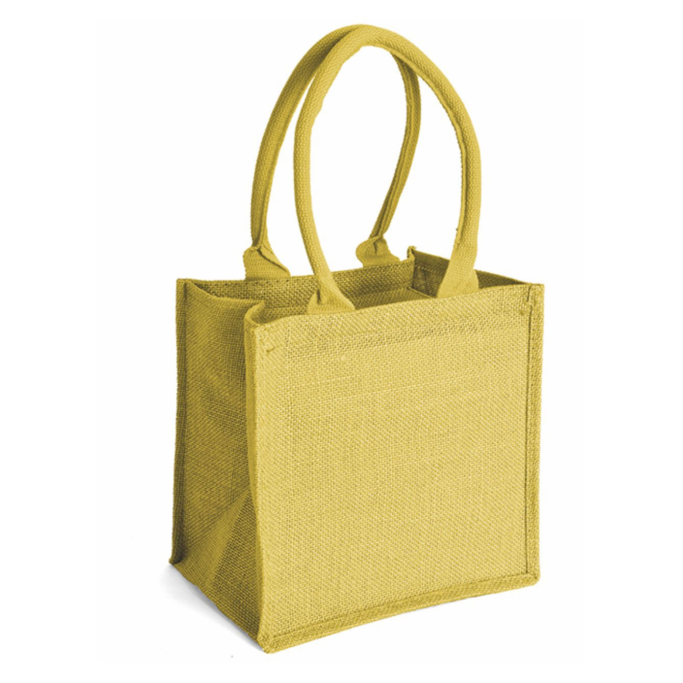 Borsa shopper in juta gialla con manici