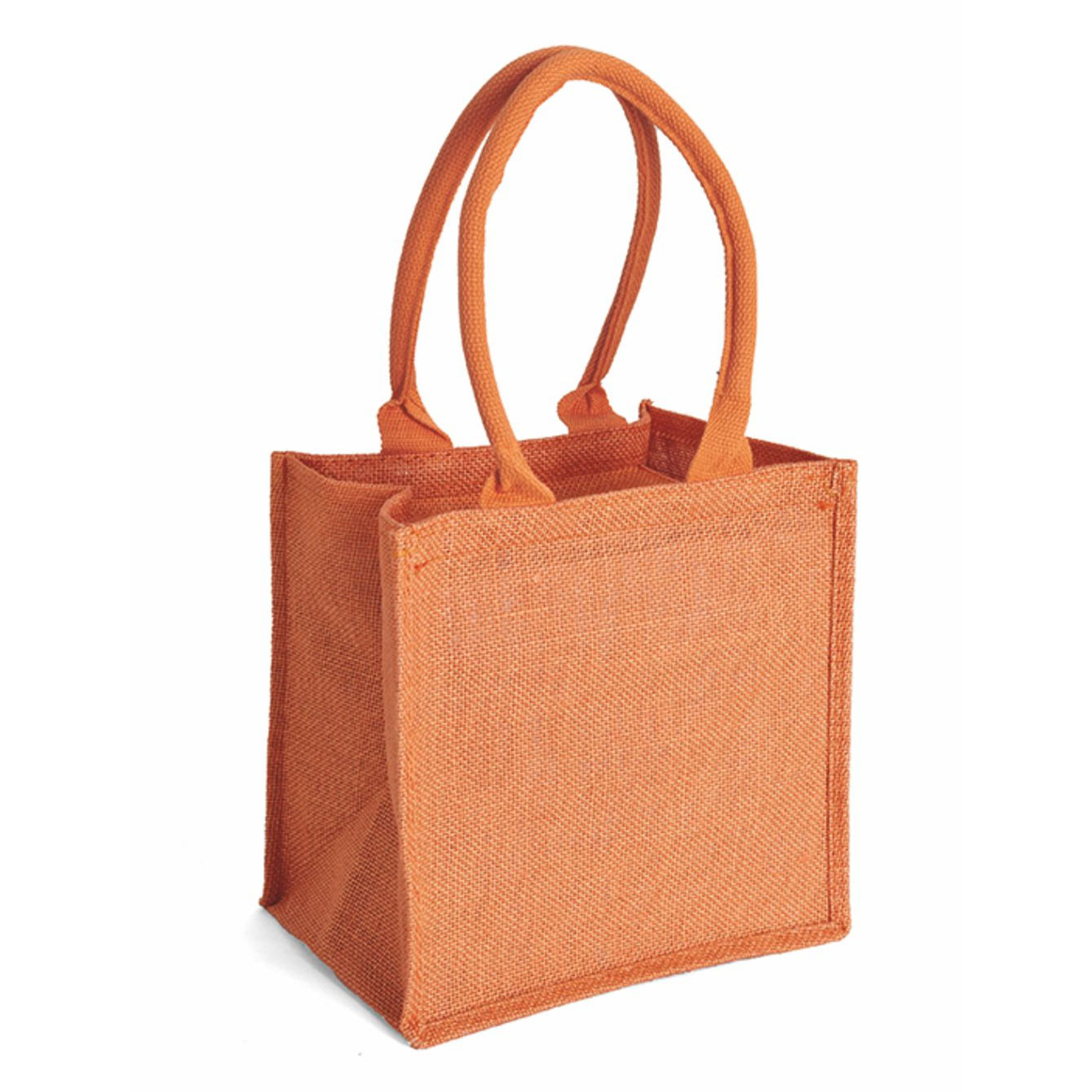 Borsa in juta arancione con manici corti