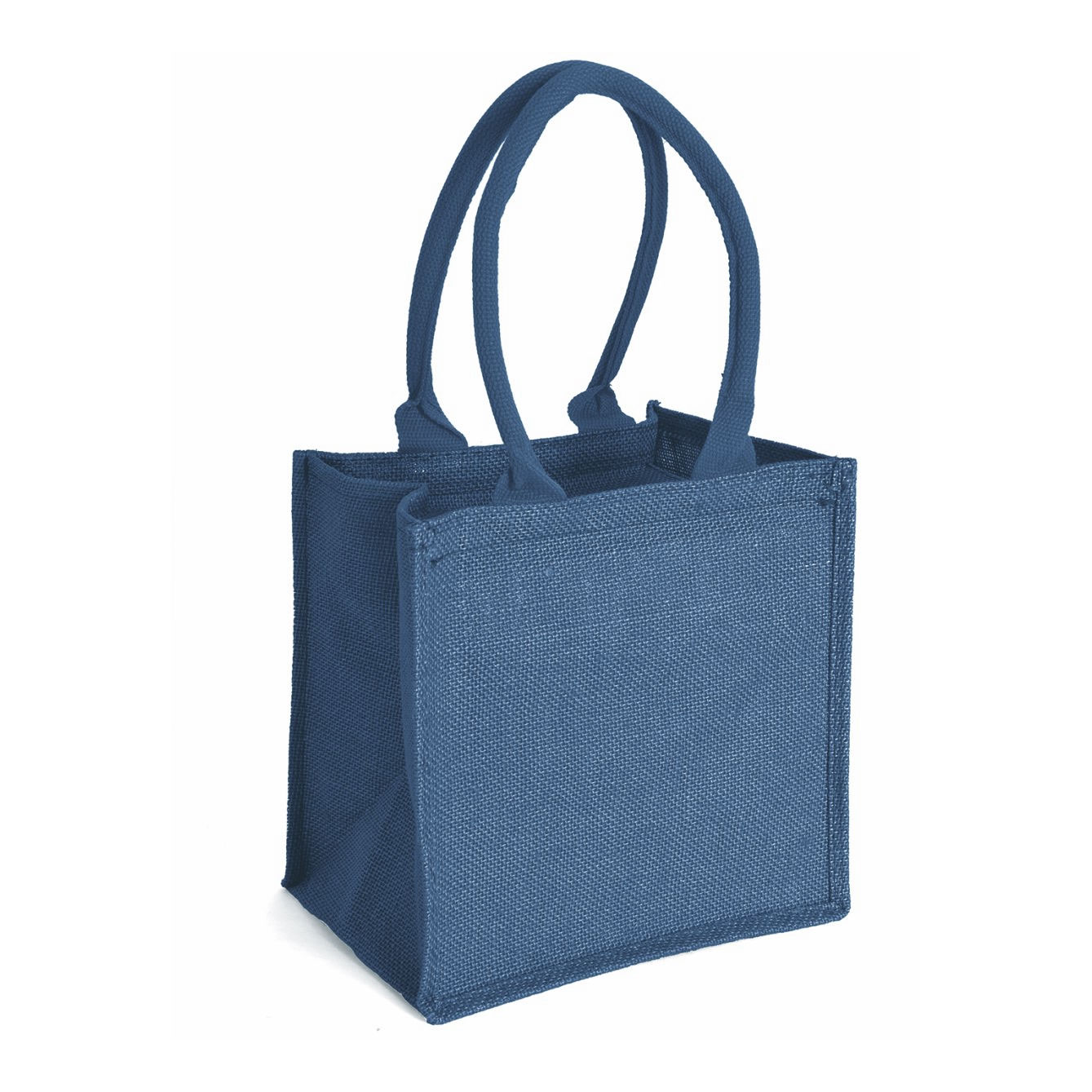 Borsa tote blu in juta con manici