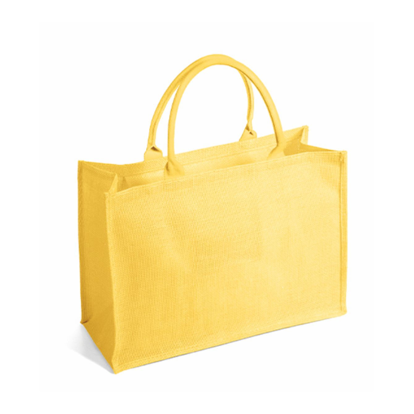 Borsa shopper gialla riutilizzabile con manici corti