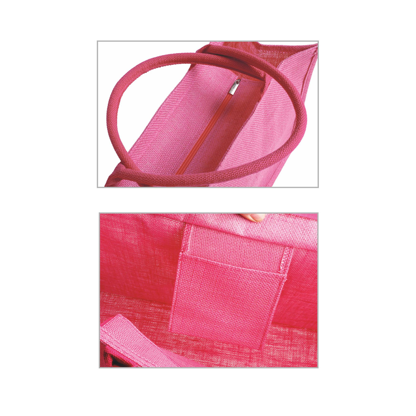 Borsa rosa in rete con cerniera