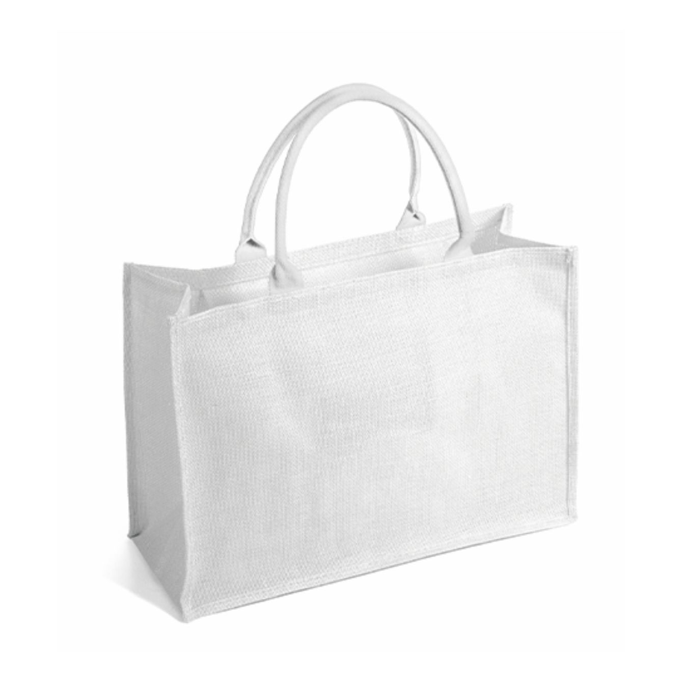 Borsa tote bianca in tessuto con manici