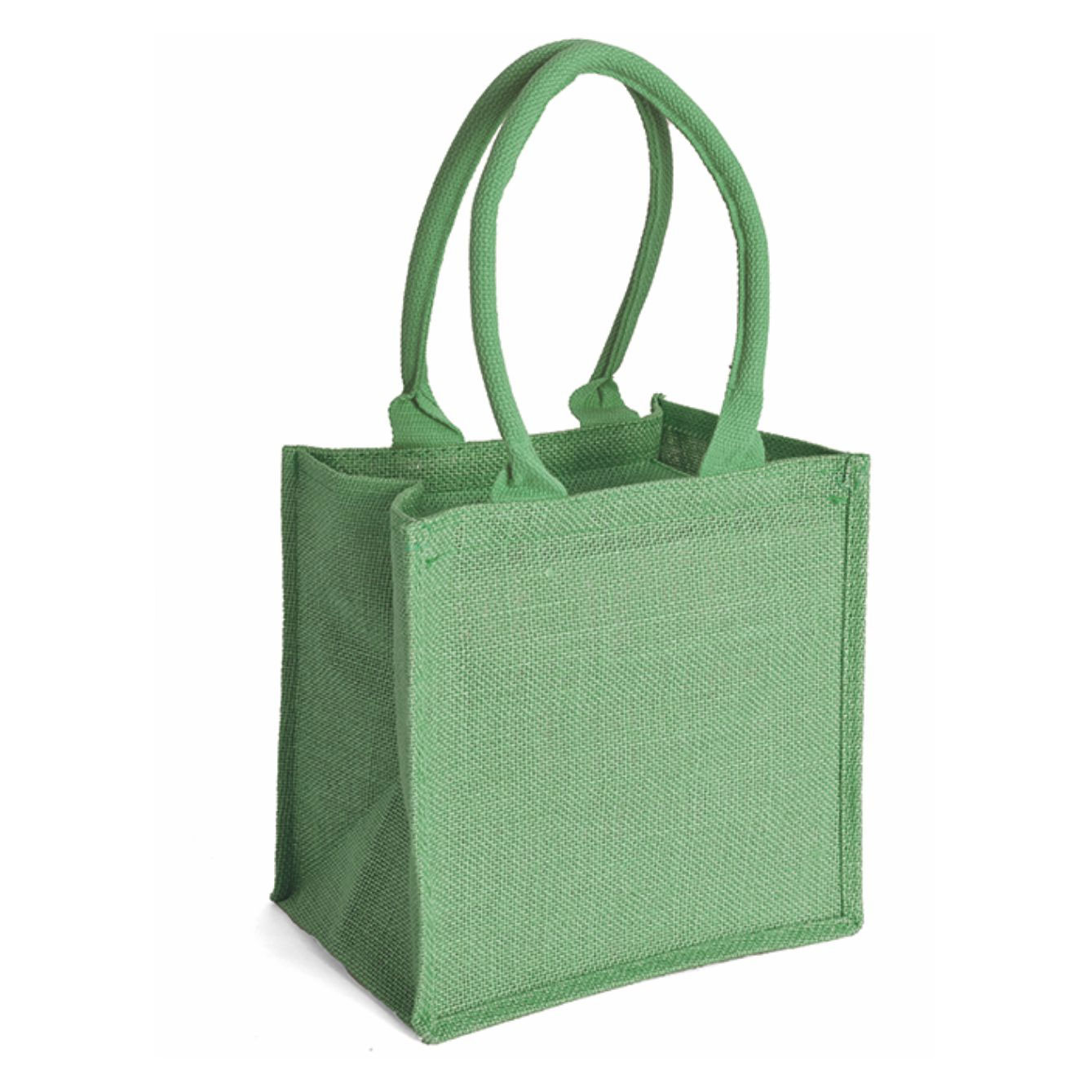 Borsa tote verde in juta con manici