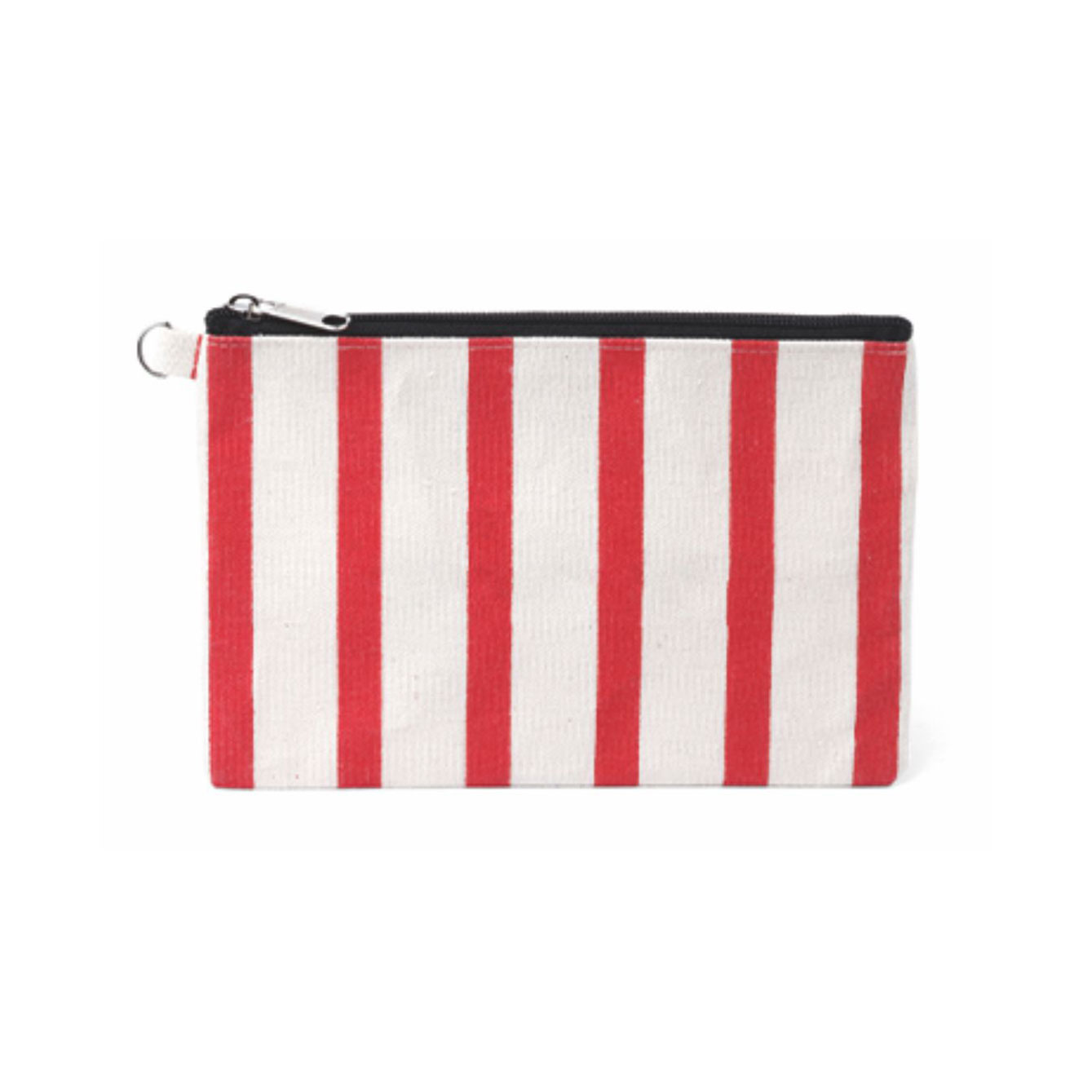 Pochette a righe rosse e bianche con zip