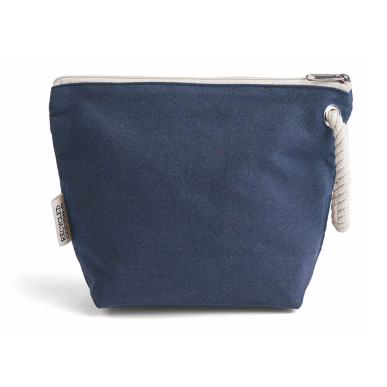 Pochette blu in tessuto con zip
