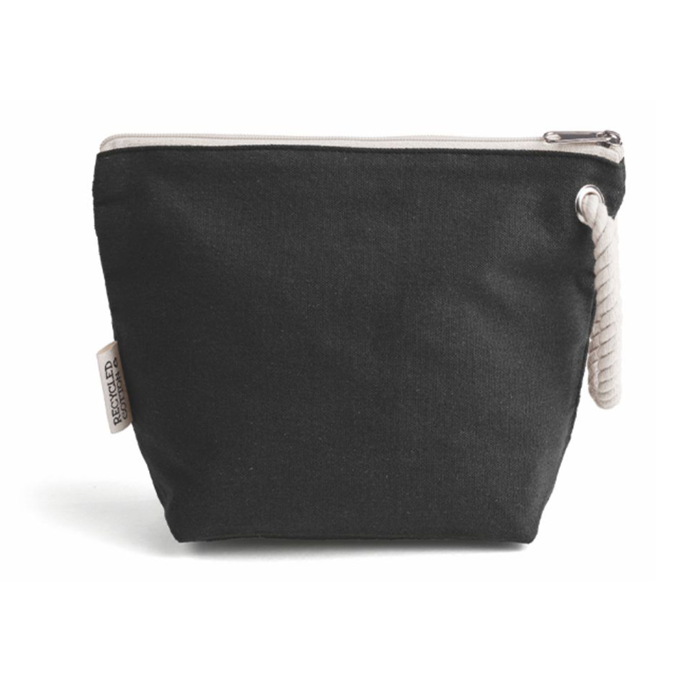 Pochette nera in cotone riciclato con zip