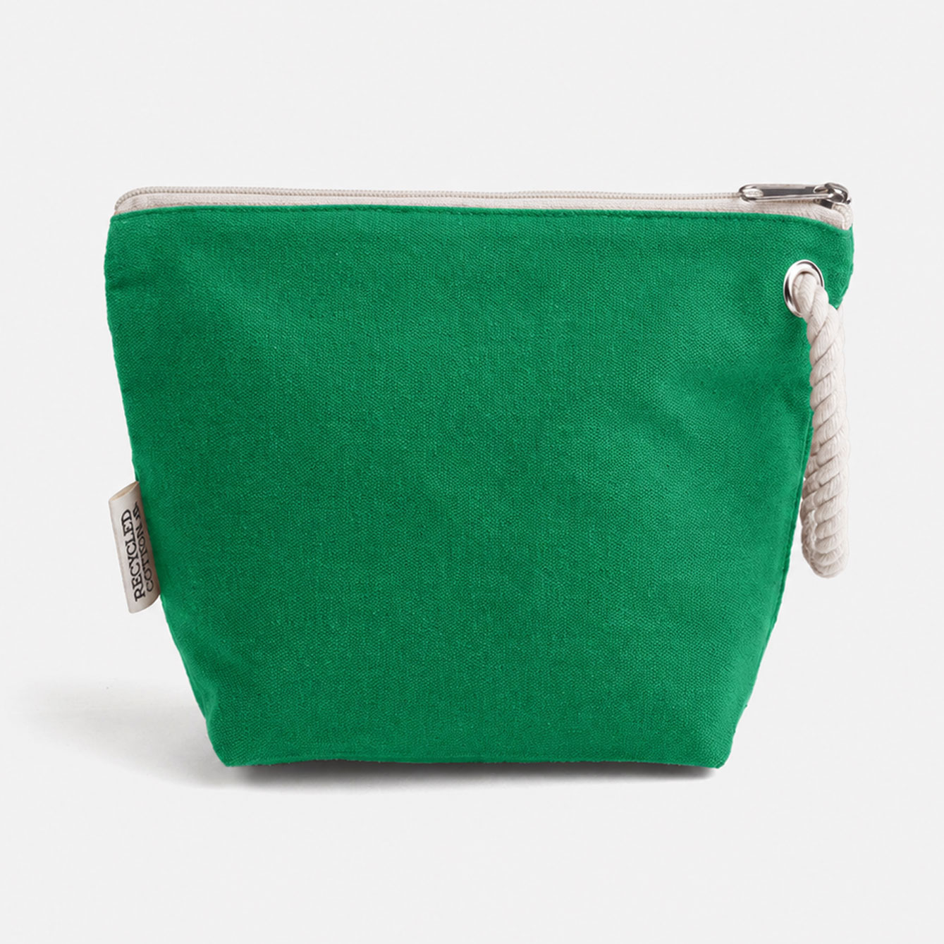 Pochette verde in cotone con zip