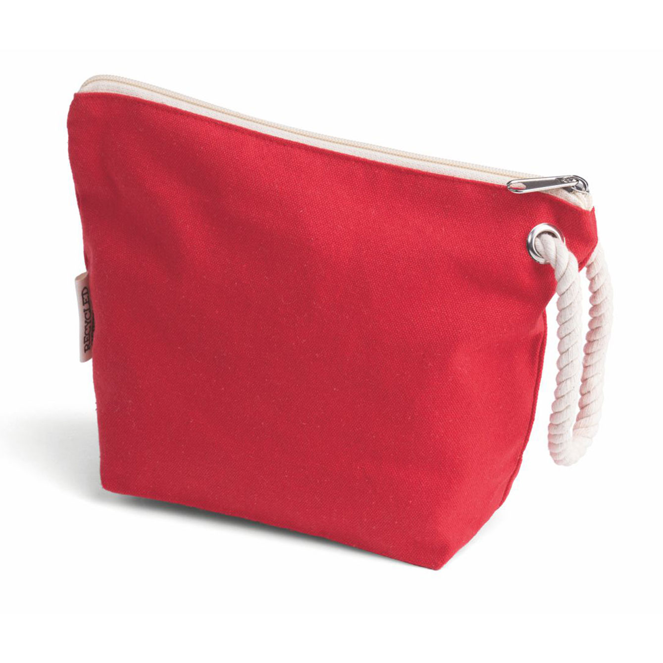 Pochette rossa in tela con manico in corda