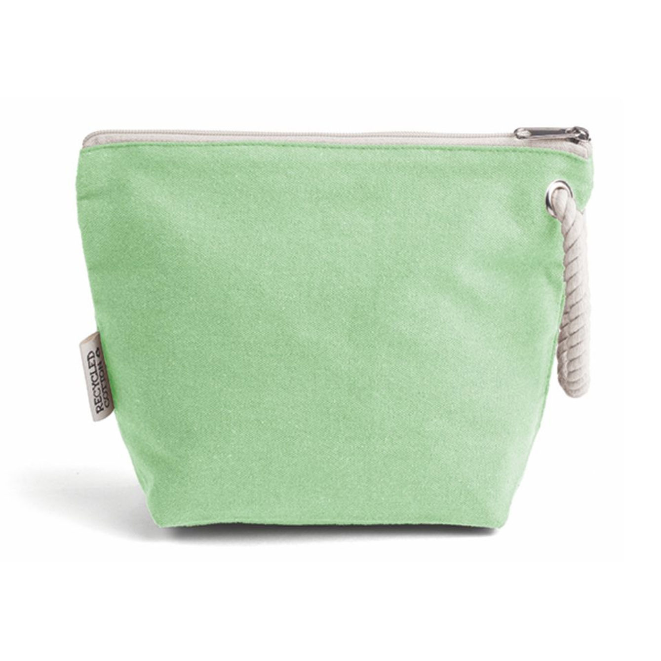 Pochette verde in cotone con zip