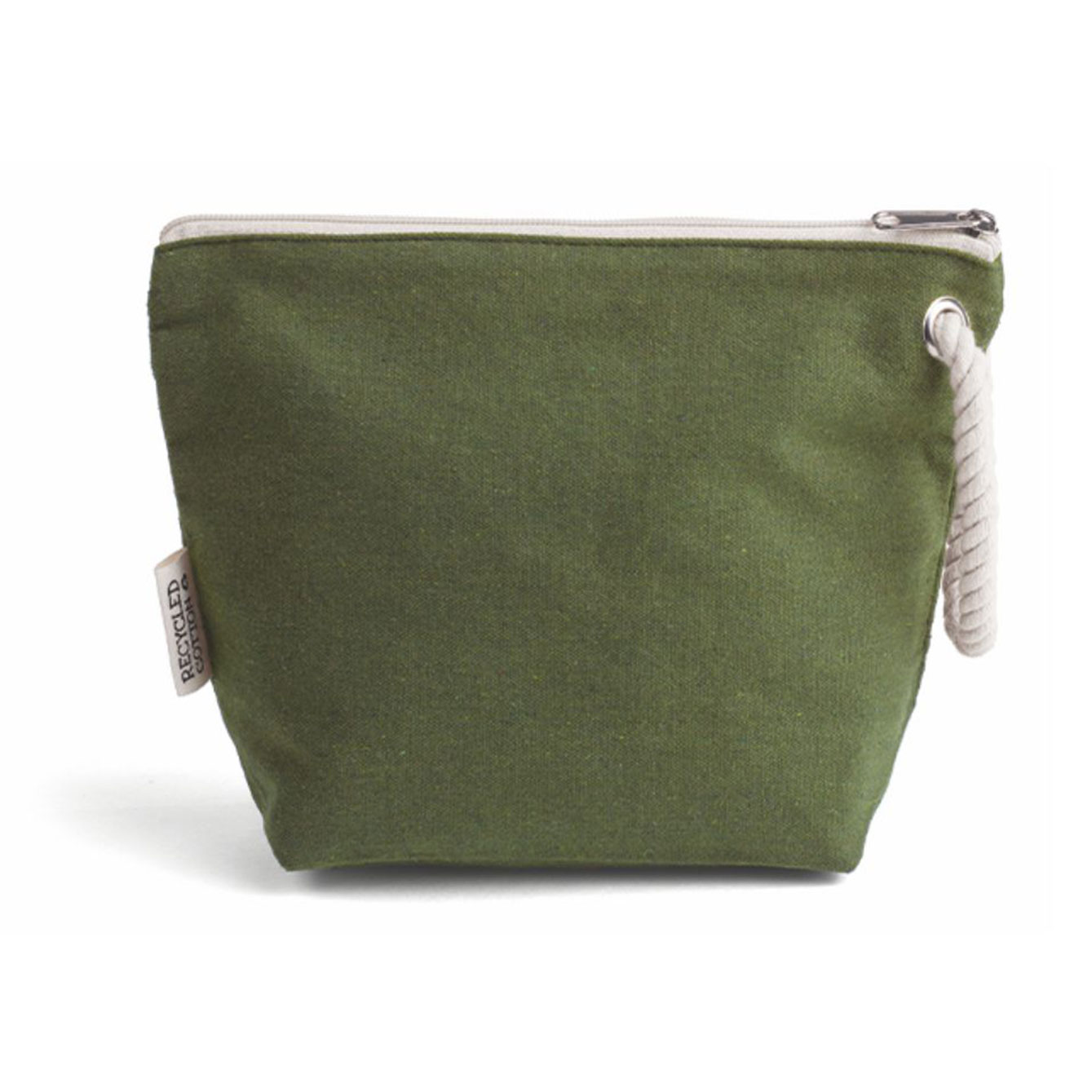Pochette verde in cotone con zip