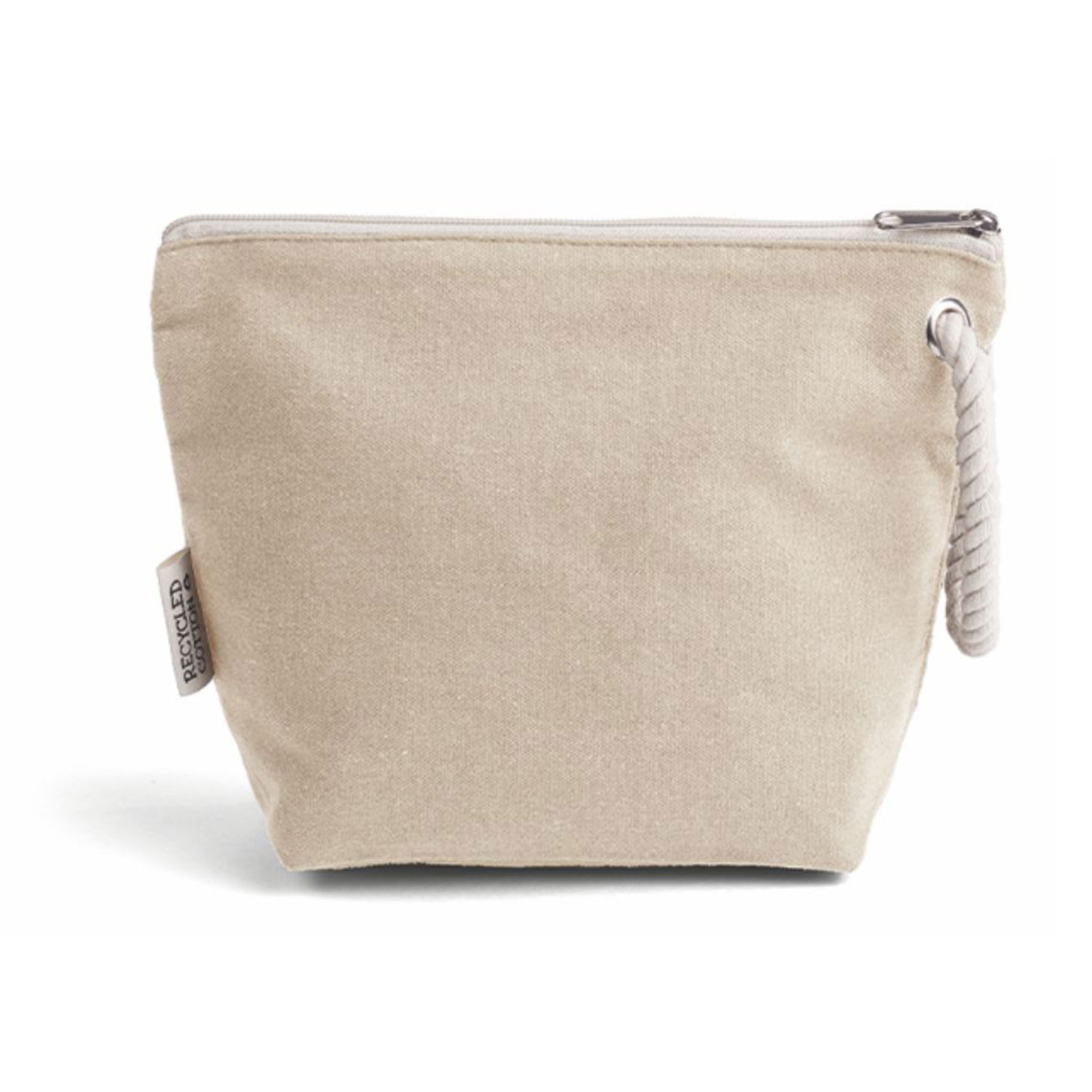 Pochette beige in tessuto con cerniera