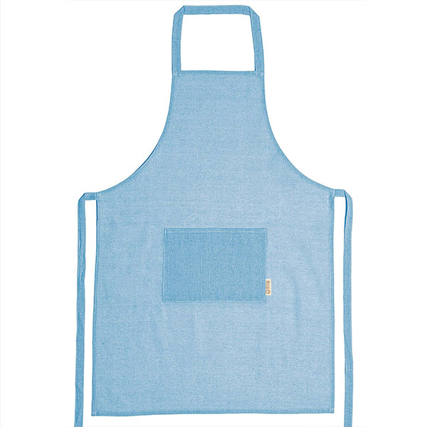 Grembiule azzurro con tasca frontale