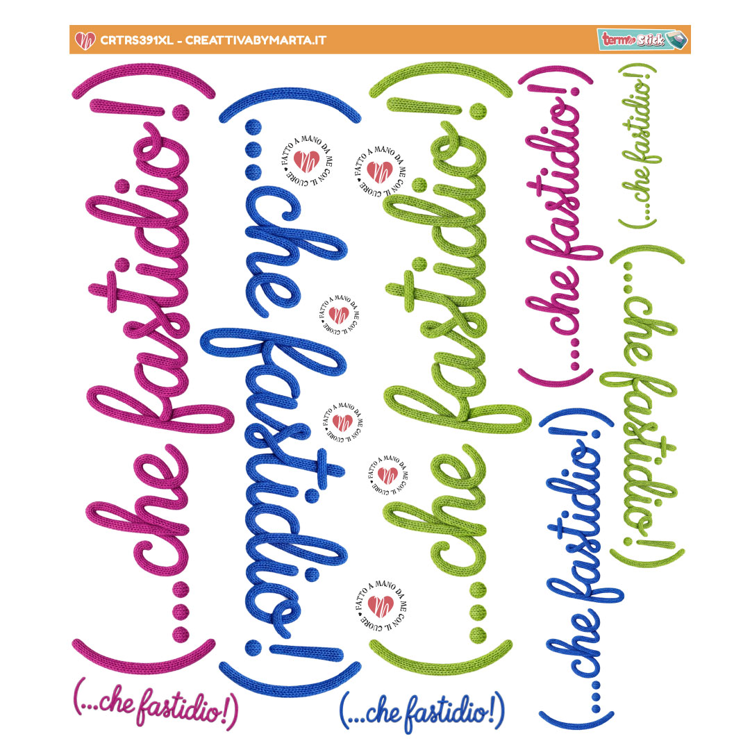 Scritta colorata in corda "che fastidio