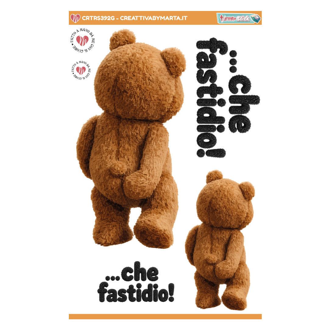 Orsetto marrone di spalle con scritta divertente