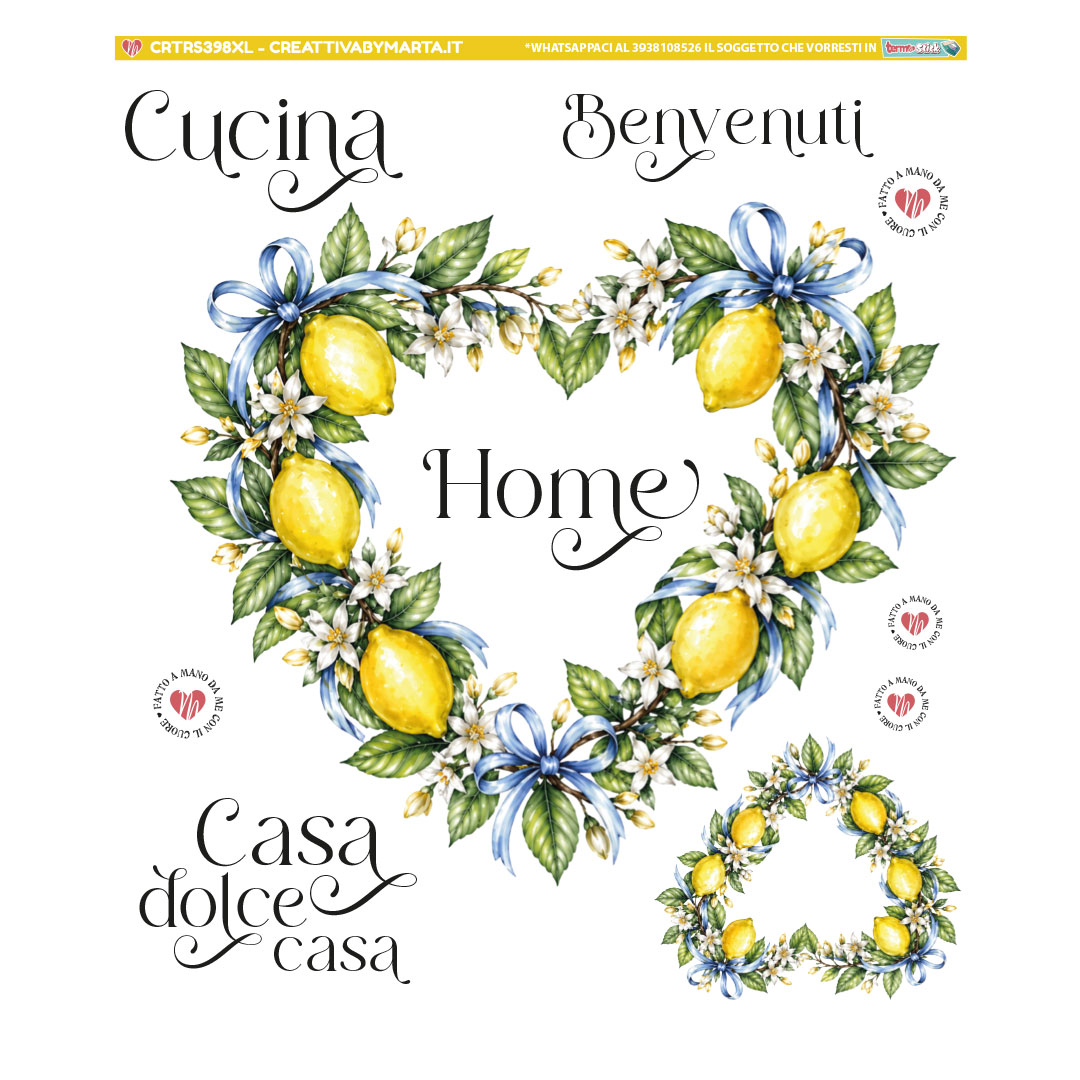 Ghirlanda cuore limoni con scritte Cucina Benvenuti